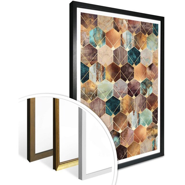 Wall-Art Poster »Hexagone Gold Kupfer«, Schriftzug, (1 St.) online shoppen  | Jelmoli-Versand