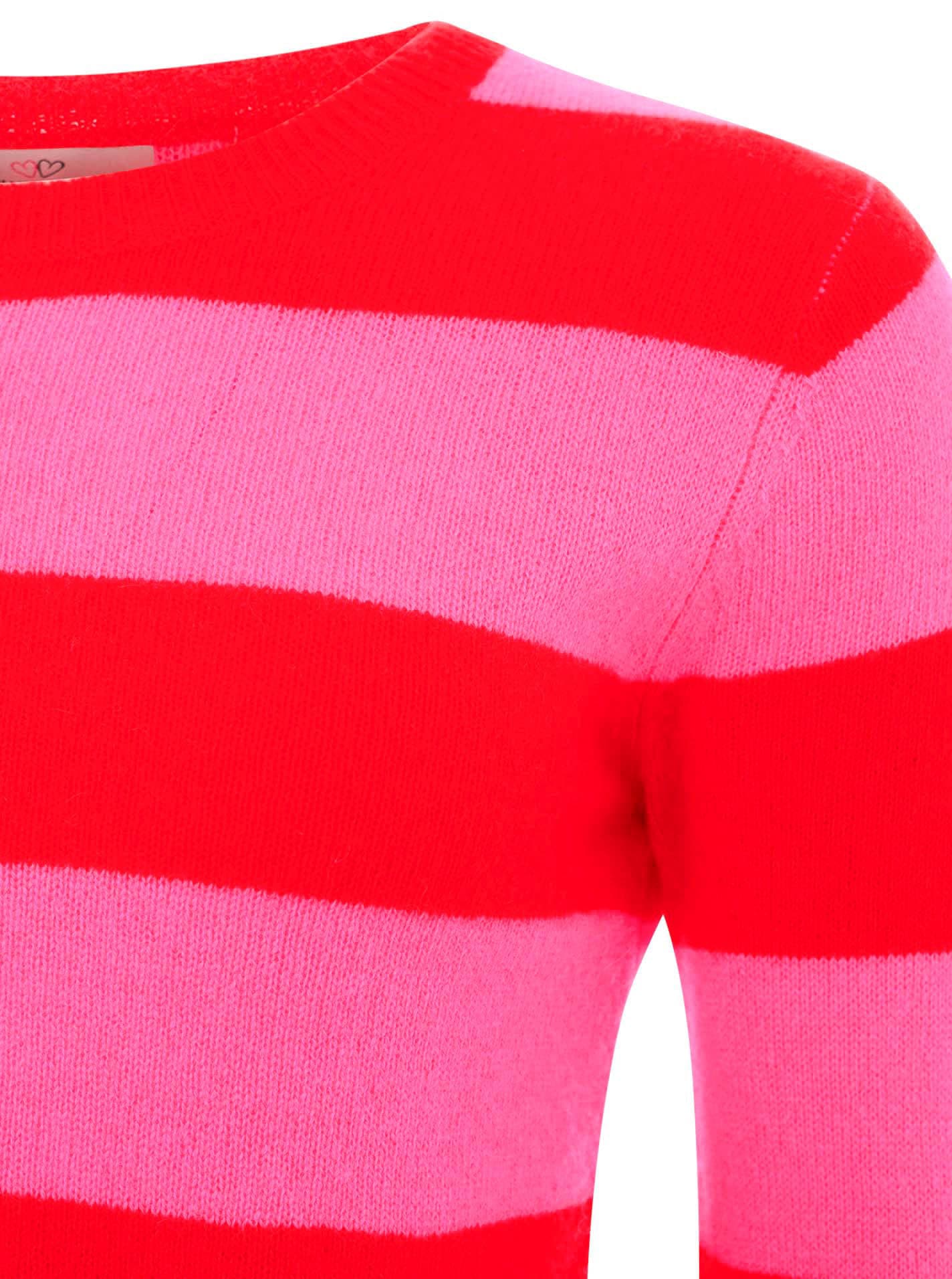 Zwillingsherz Strickpullover, aus Kaschmir mit kontrastfarbigen Streifen