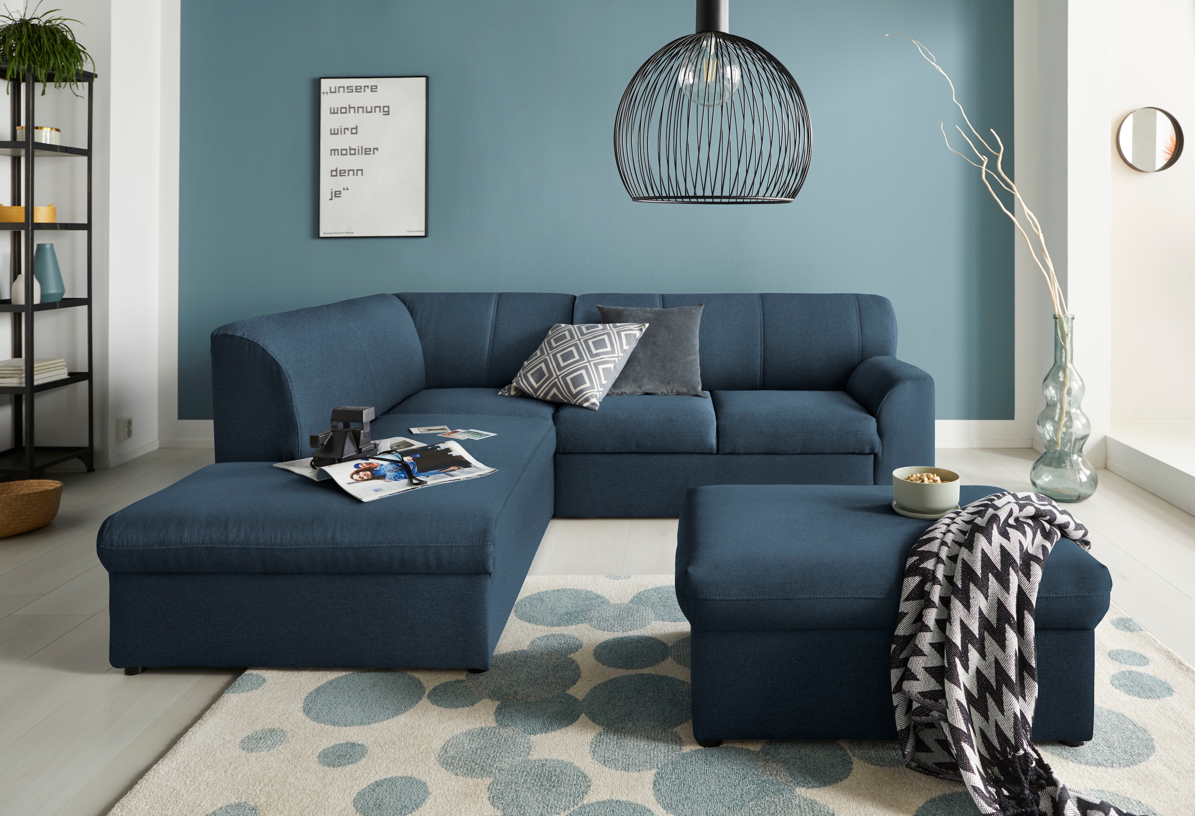 DOMO collection Ecksofa »Topper zeitlos elegant, kompakte Stellmasse, OTTOs Choice, L-Form«, mit Ottomane, wahlweise mit Schlaffunktion
