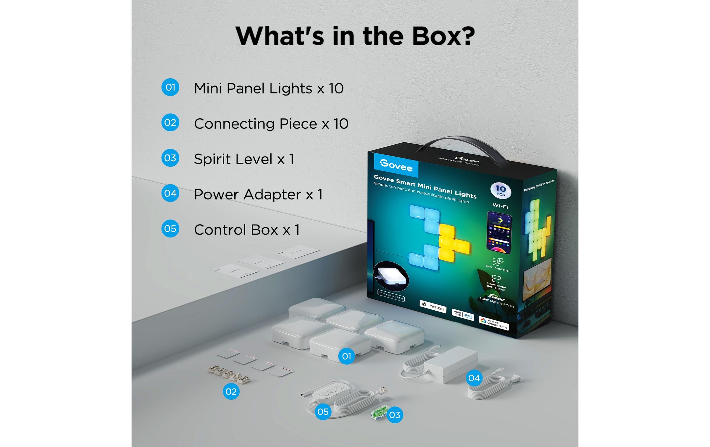 Govee LED Deckenleuchte »Smart Mini Erweiterung, 6er, RGBIC«
