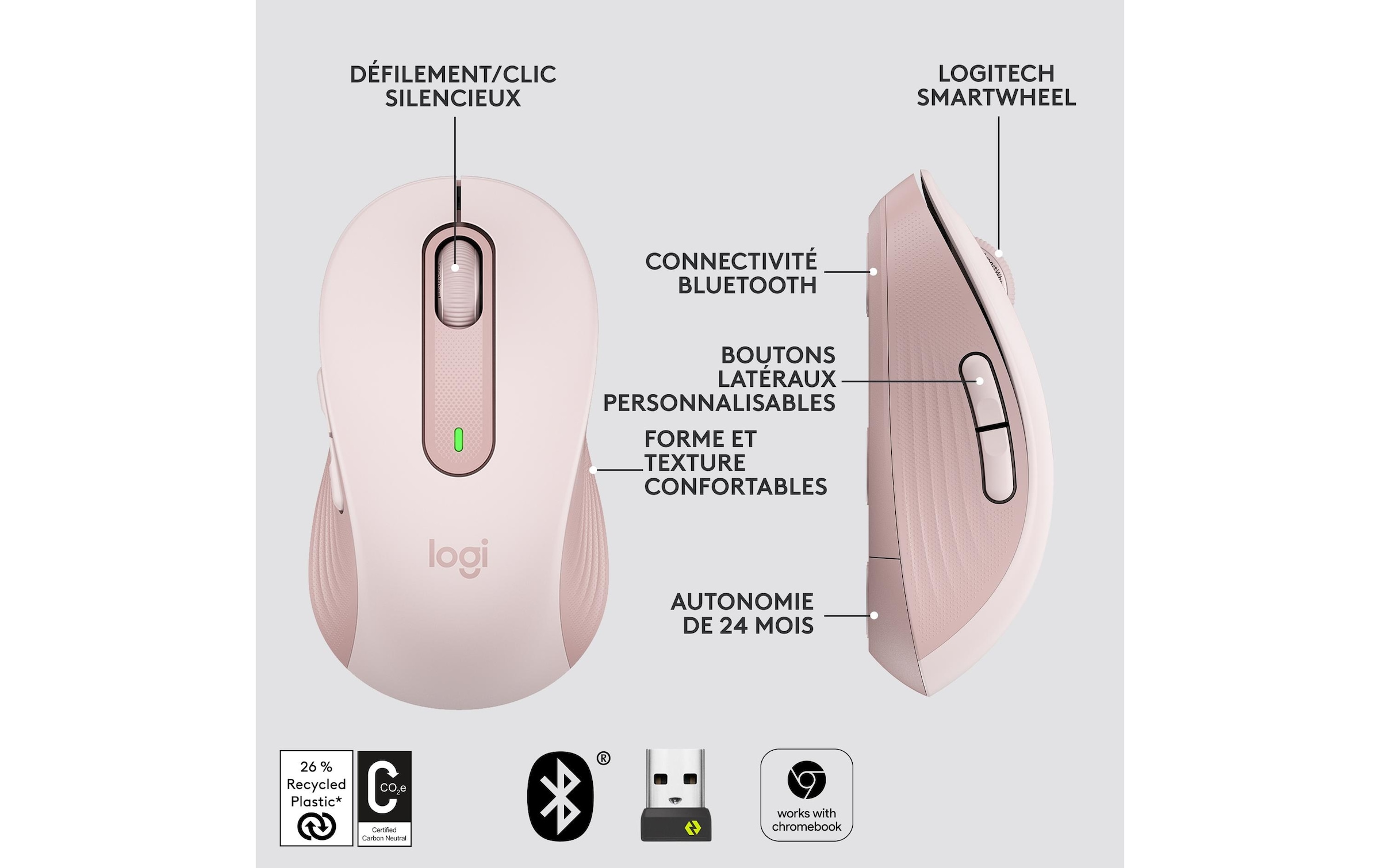 Logitech Maus »Signature M650 Rosa«, kabellos