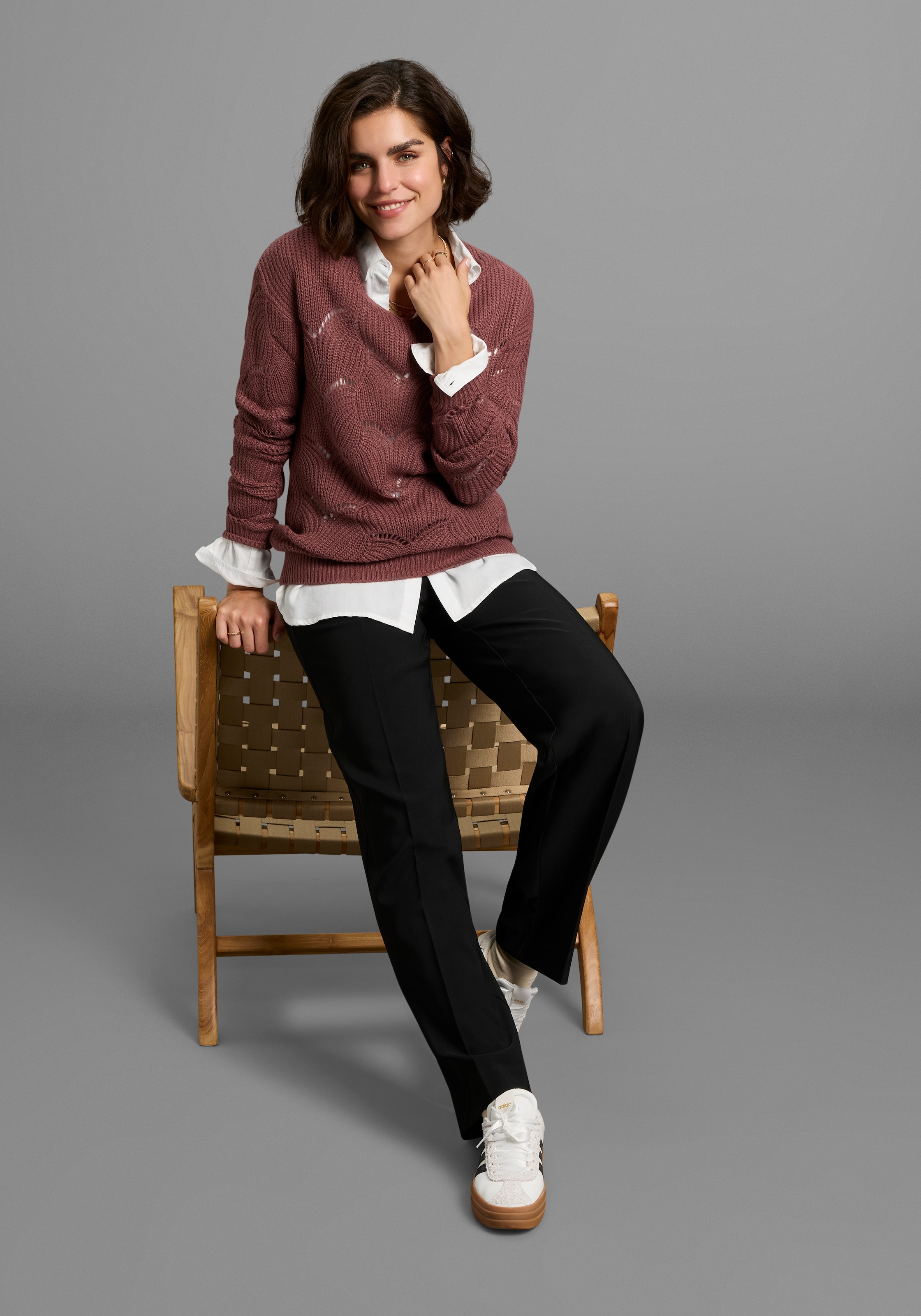 Laura Scott Strickpullover, mit modischem Strickmuster