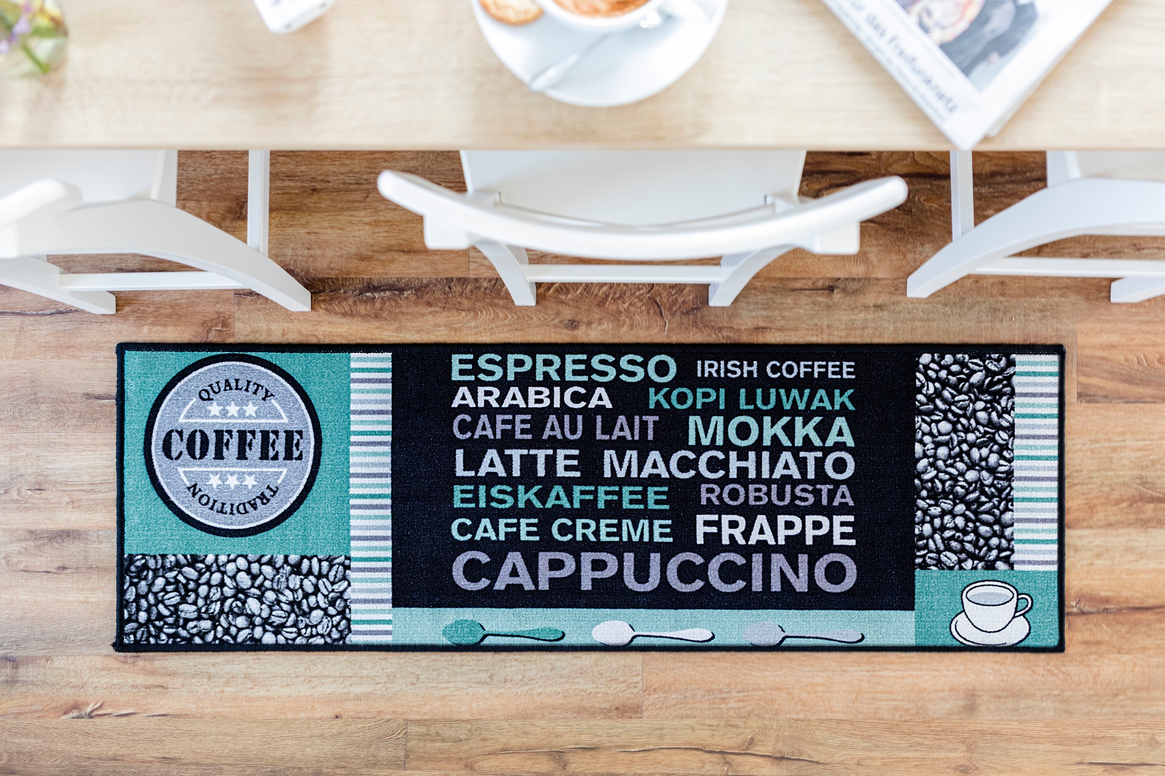 Andiamo Küchenläufer »Cafe Creme«, rechteckig, 4 mm Höhe, Motiv Kaffee, mit Schriftzug, Grösse 50x150 cm, Küche