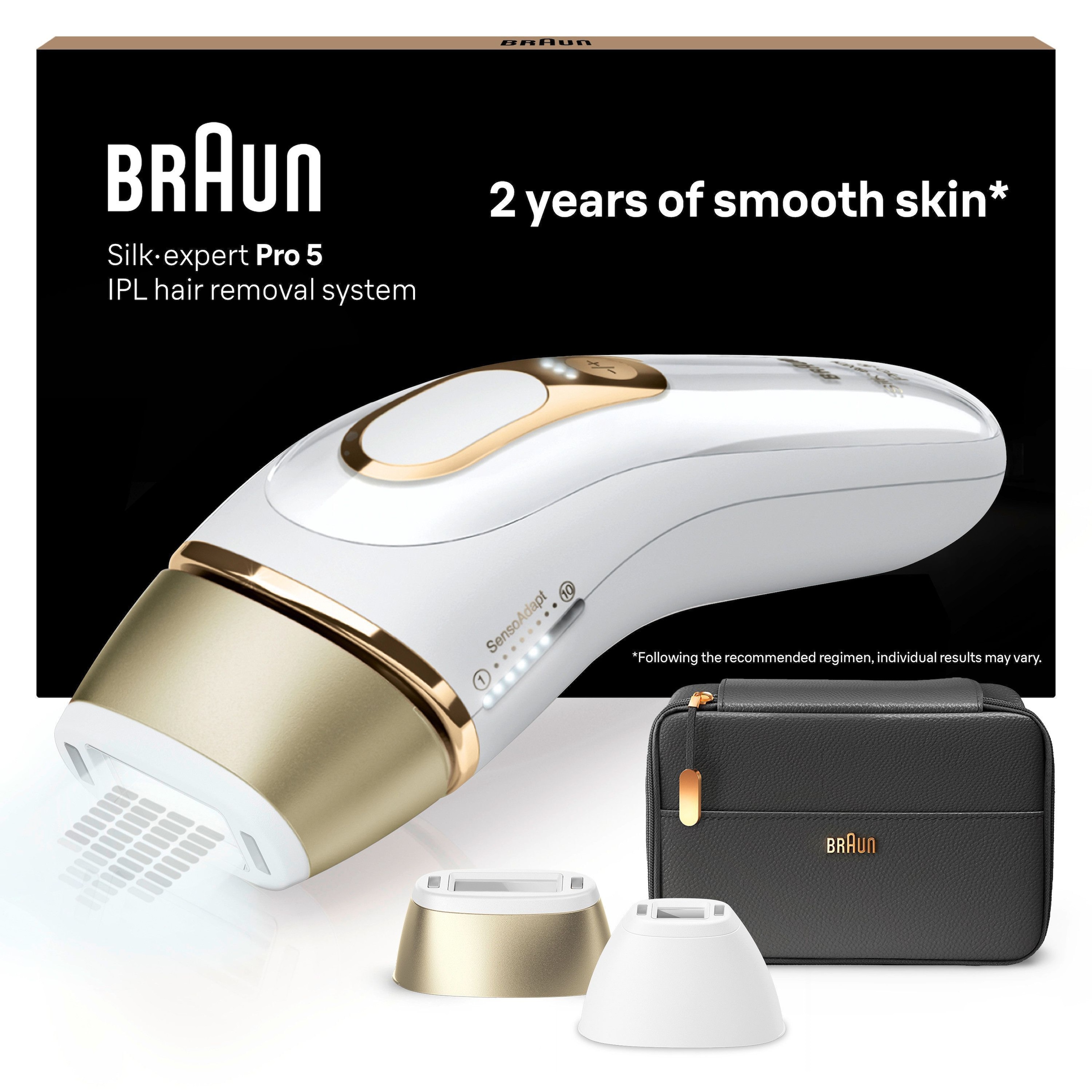 Braun IPL-Haarentferner "Silk·expert Pro 5 PL5140" pro Minute bis zu 125 Lichtimpulse 2 Aufsätze, mit Aufbewahrungstasche
