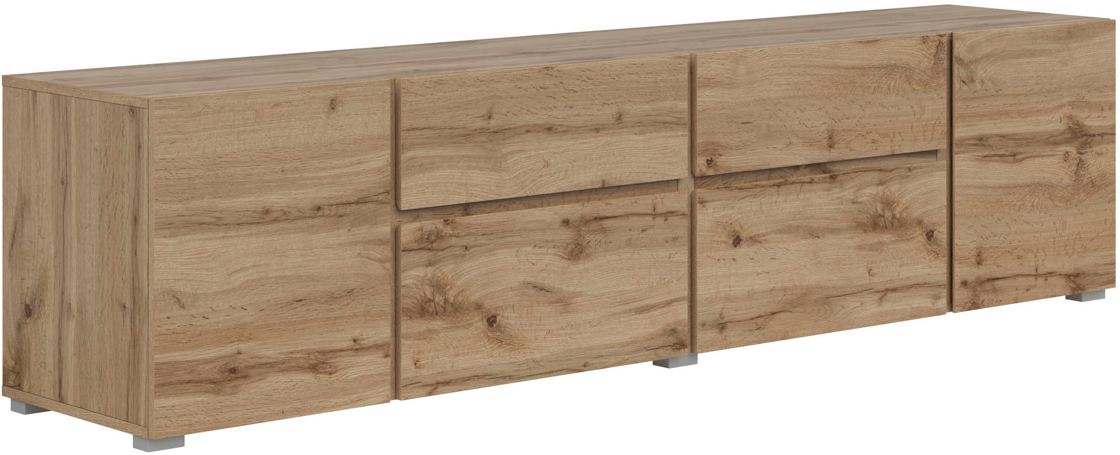 OTTO home Lowboard "Metric,Breite 195cm, grifflose Lowboard 2Klappen/2Schubkästen/2Tür" TV-Schrank mit viel Stauraum, TV-Board