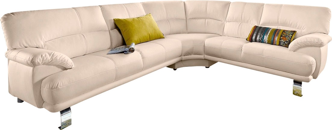 TRENDMANUFAKTUR Ecksofa »Cecilia in italienischem Design, modern und komfortabel, L-Form«, bequeme Armlehnen, mit langem Schenkel