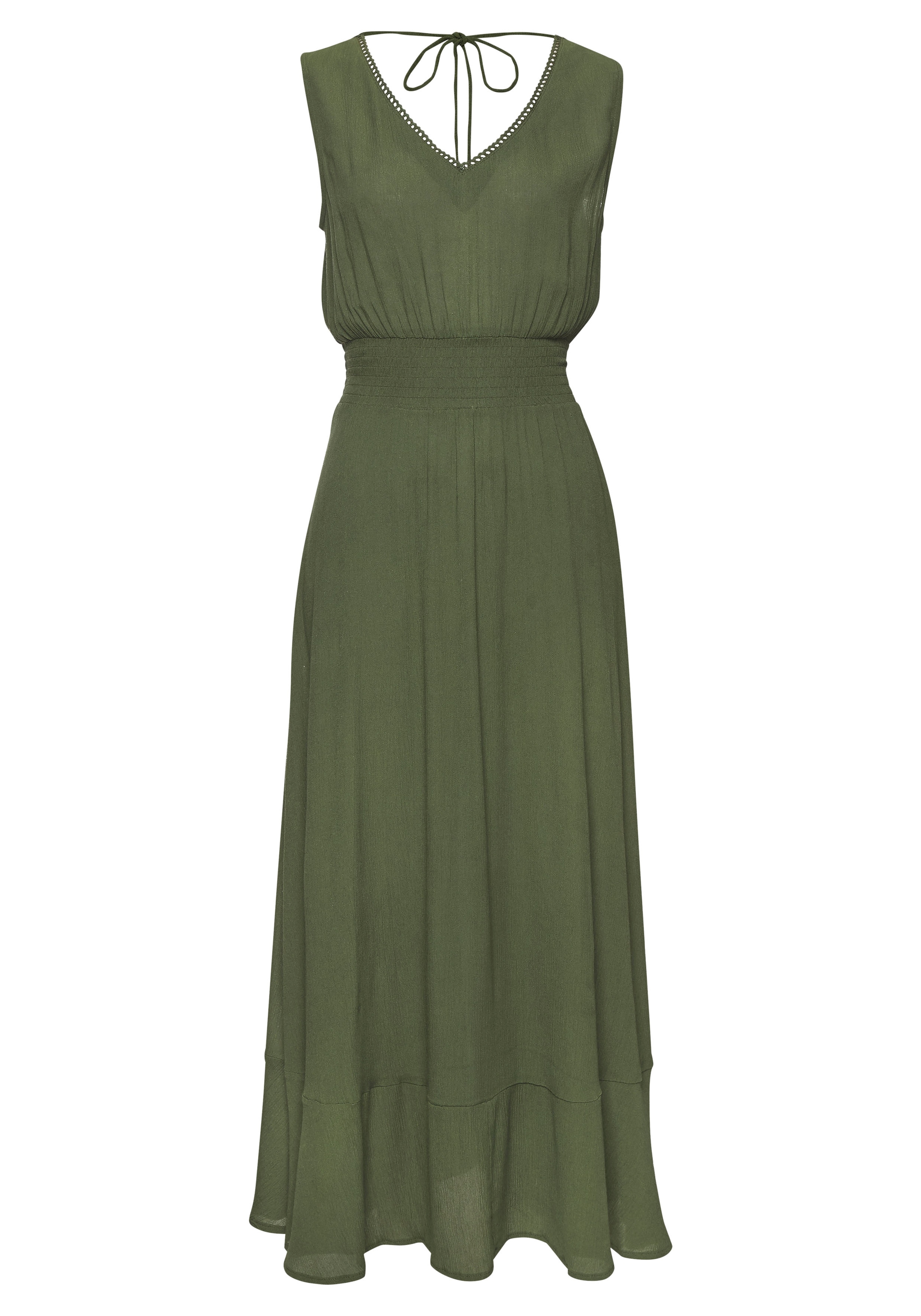 s.Oliver Maxikleid, aus gekreppter Viskose zum Binden im Nacken, Sommerkleid, Strandkleid