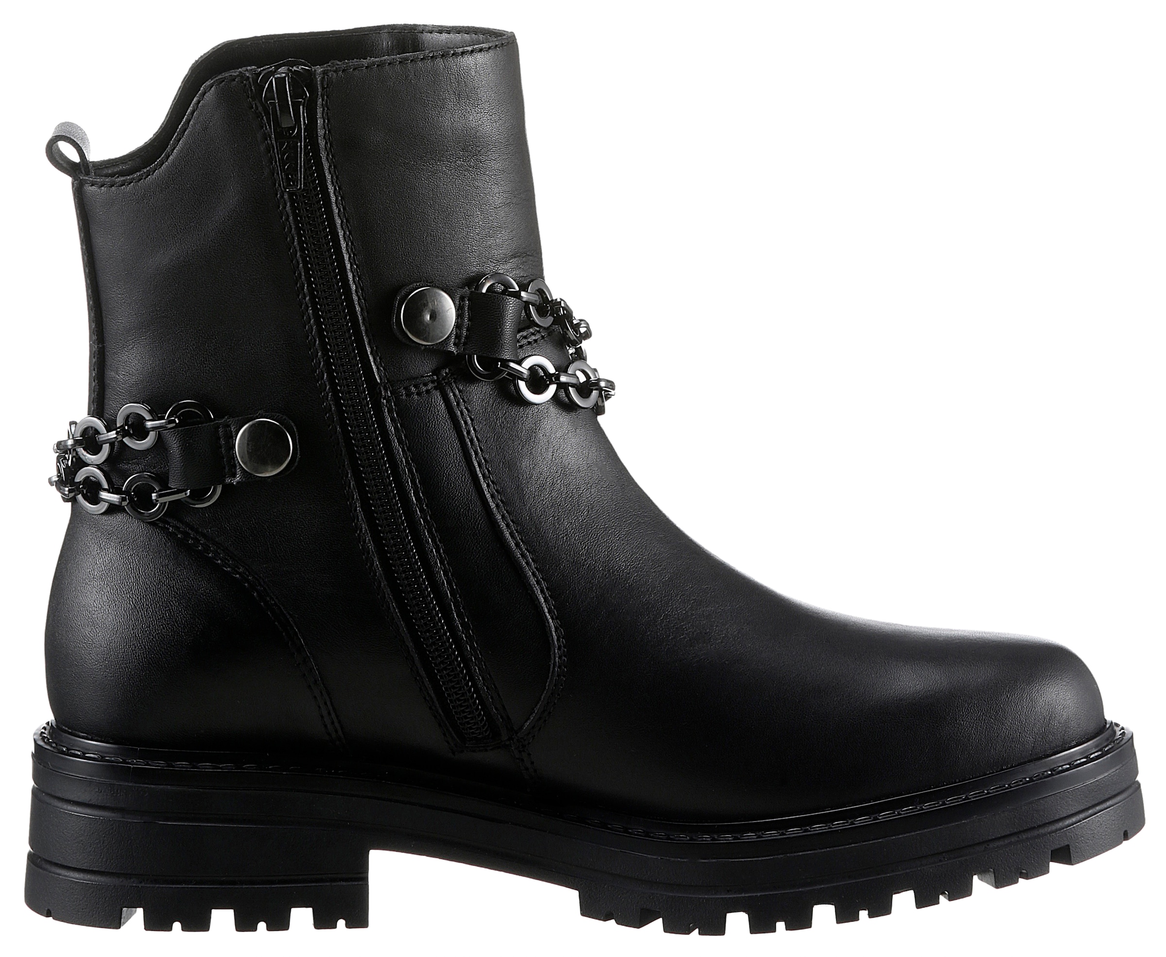 Remonte Stiefelette »Elisabeth Hurley-Collection«, Blockabsatz, Bikerboots, Chunky-Boots mit Innenreissverschluss