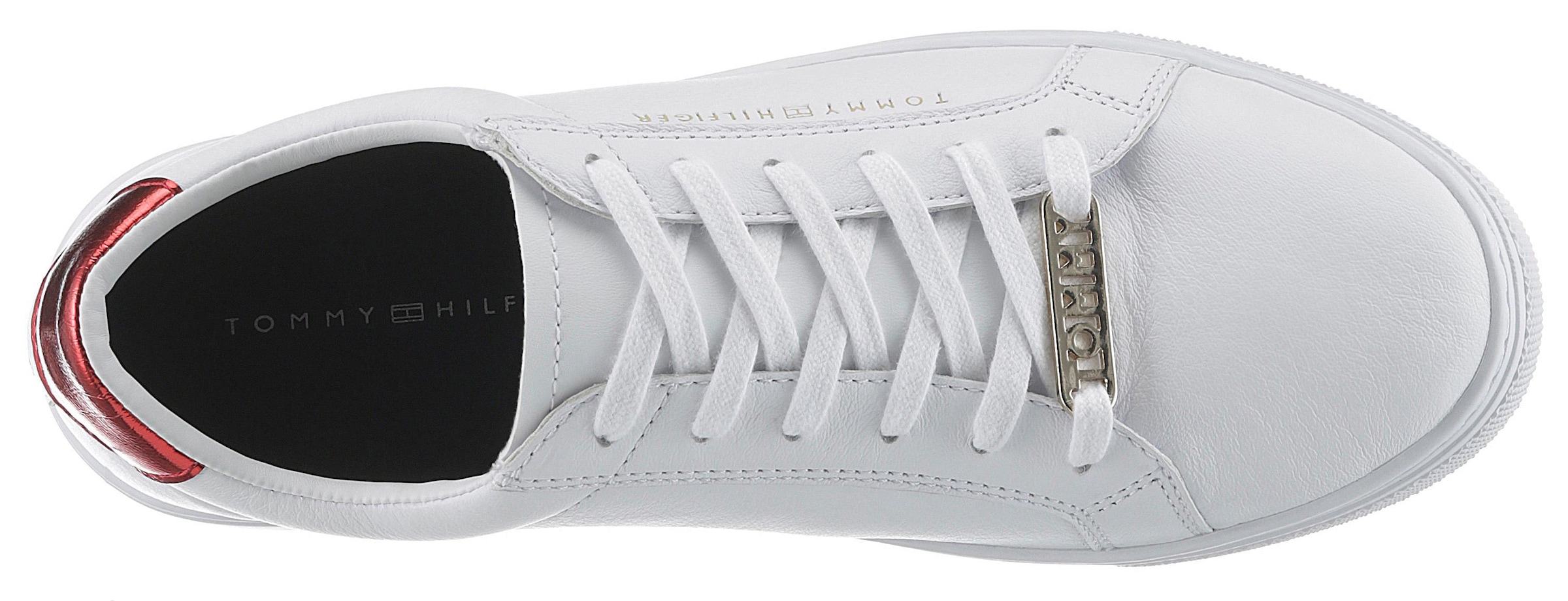 Tommy Hilfiger Sneaker »ESSENTIAL SNEAKER«, Tommy Hilfiger Schriftzug aussen, Freizeitschuh, Halbschuh, Schnürschuh