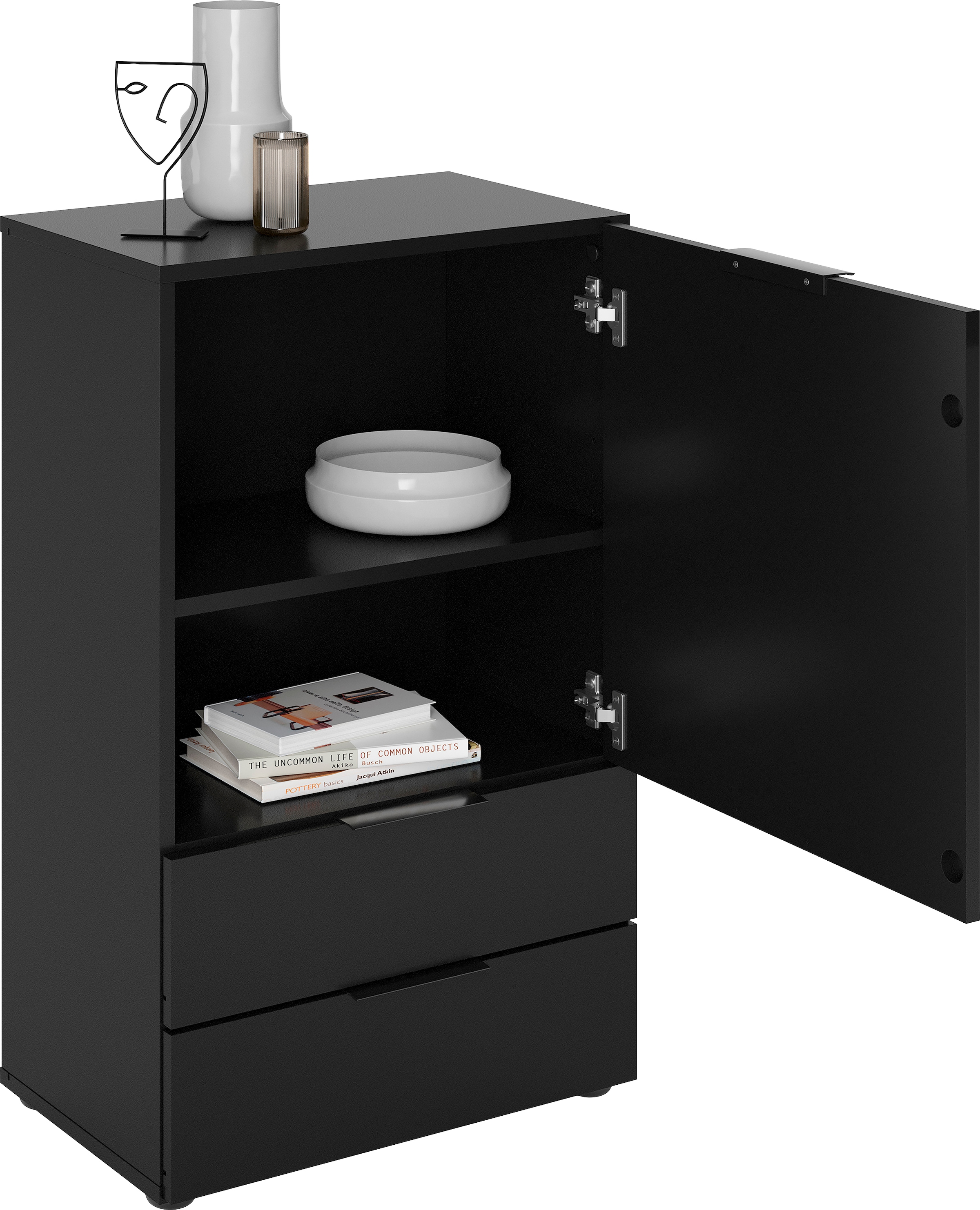 FMD Kommode »Dark«, mit 2 Schubladen, verstellbare Einlegeböden, Breite ca. 50 cm