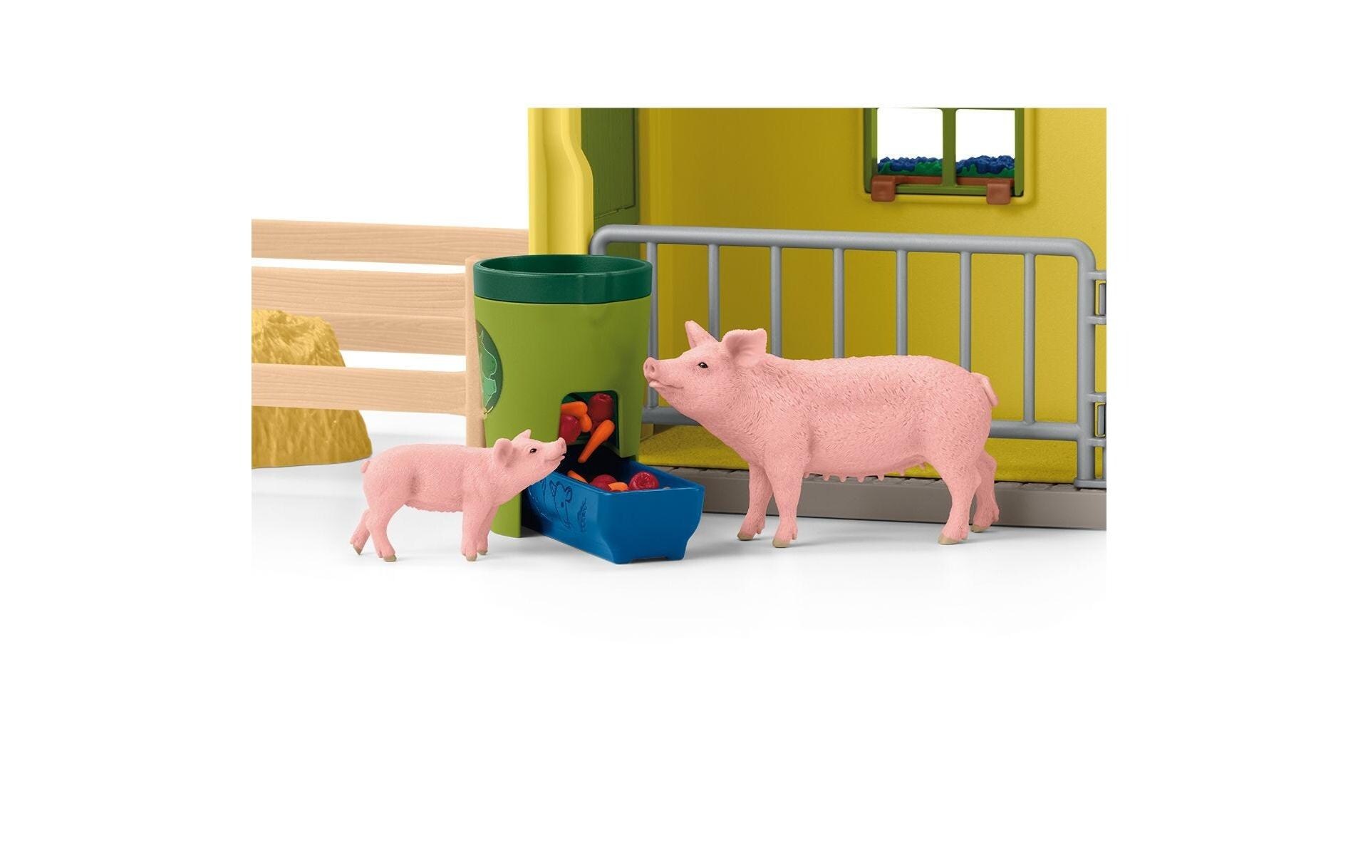 Schleich® Spielfigur »Farm World Stall mit Tieren und Zubehör«