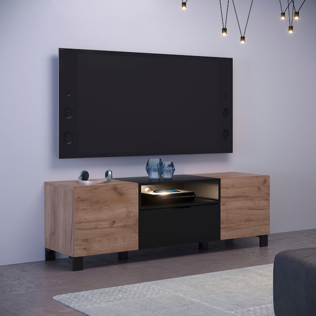 INOSIGN Lowboard »Kriens«, TV Schrank, hellbraun / schwarz matt, Breite 144  cm, Höhe 47 cm online bestellen | Jelmoli-Versand