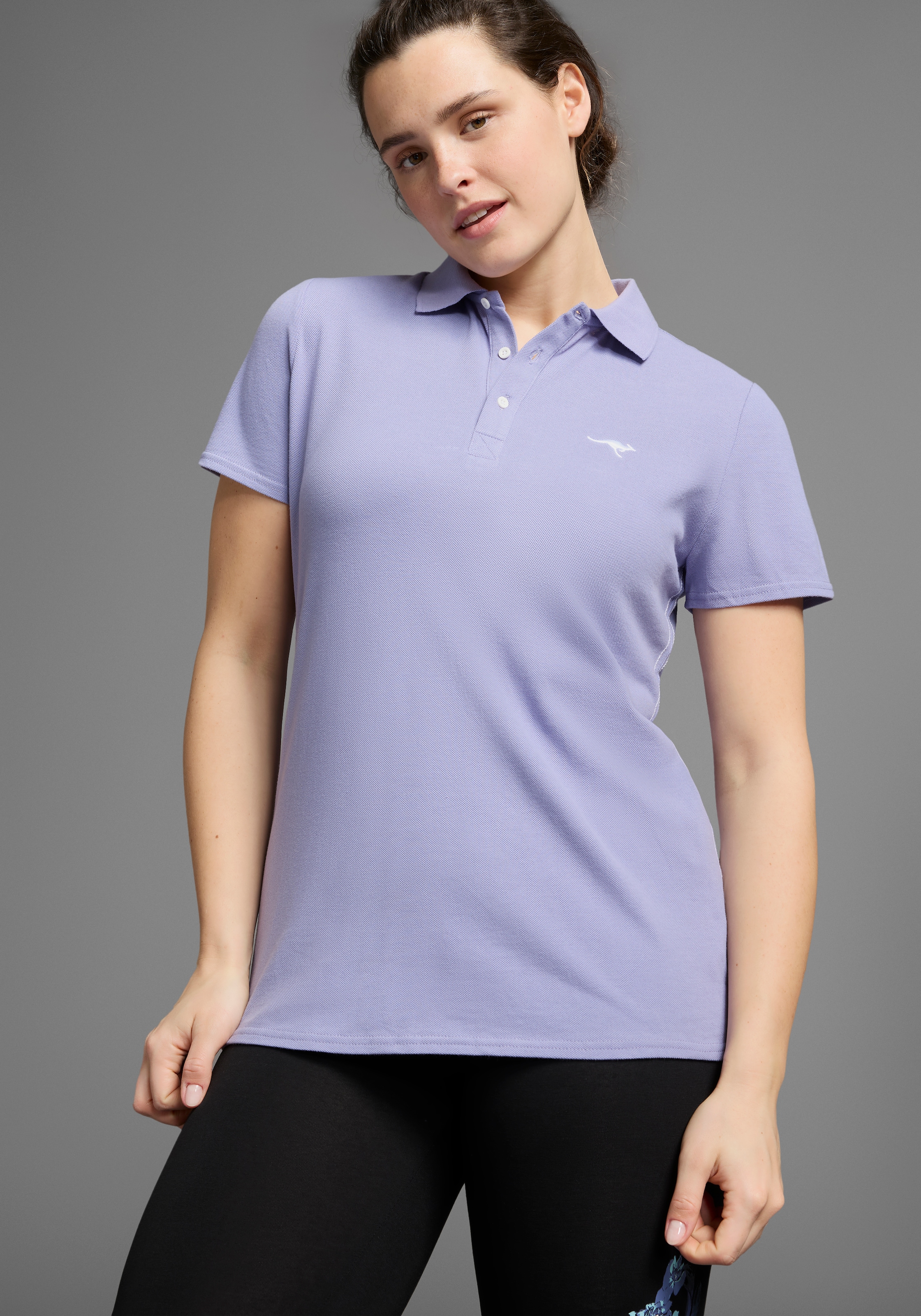 KangaROOS Poloshirt Kurzarm, unifarben, Polokragen, aus Baumwolle, grosse Grössen