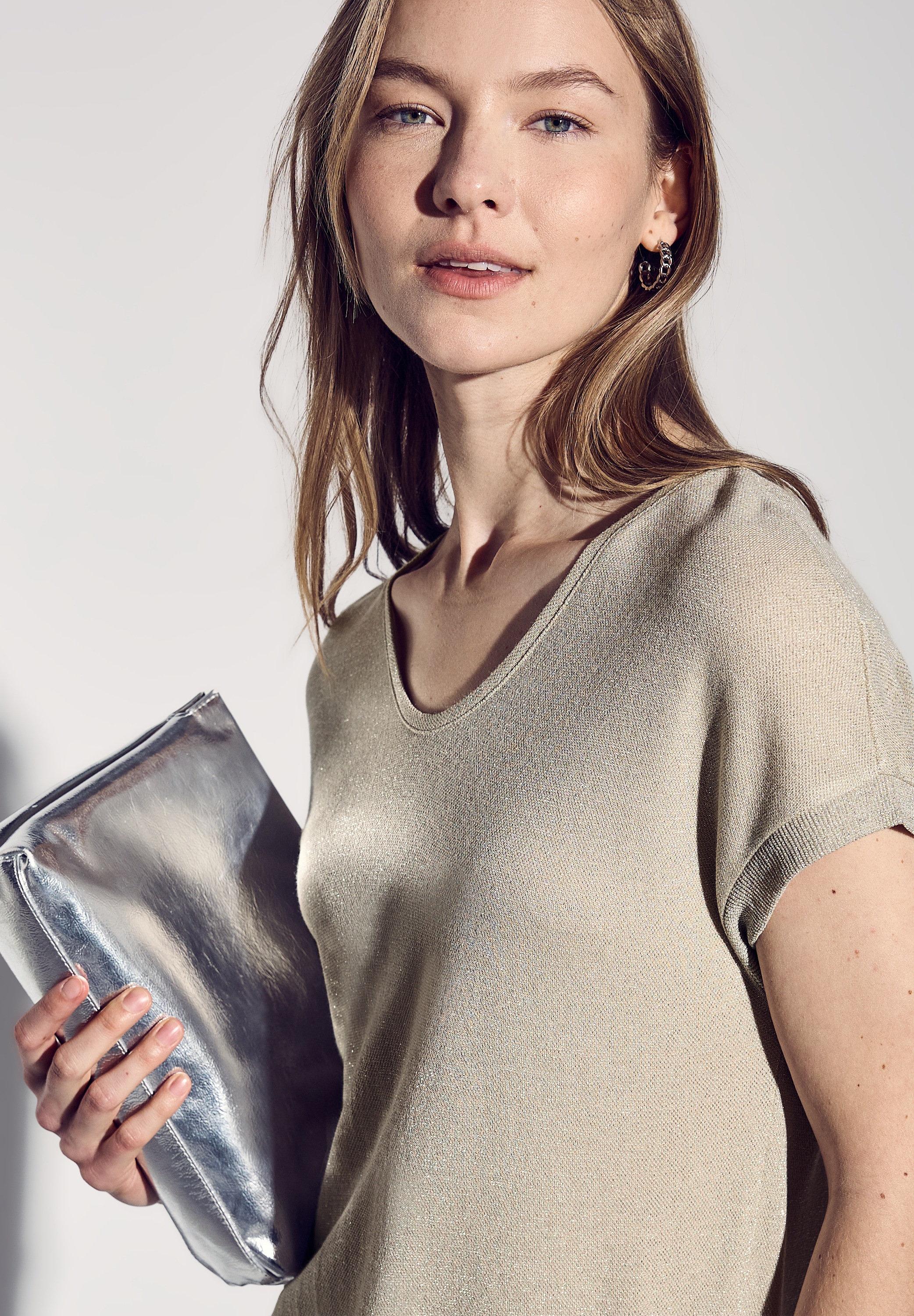 STREET ONE T-Shirt, im Glitzer-Look