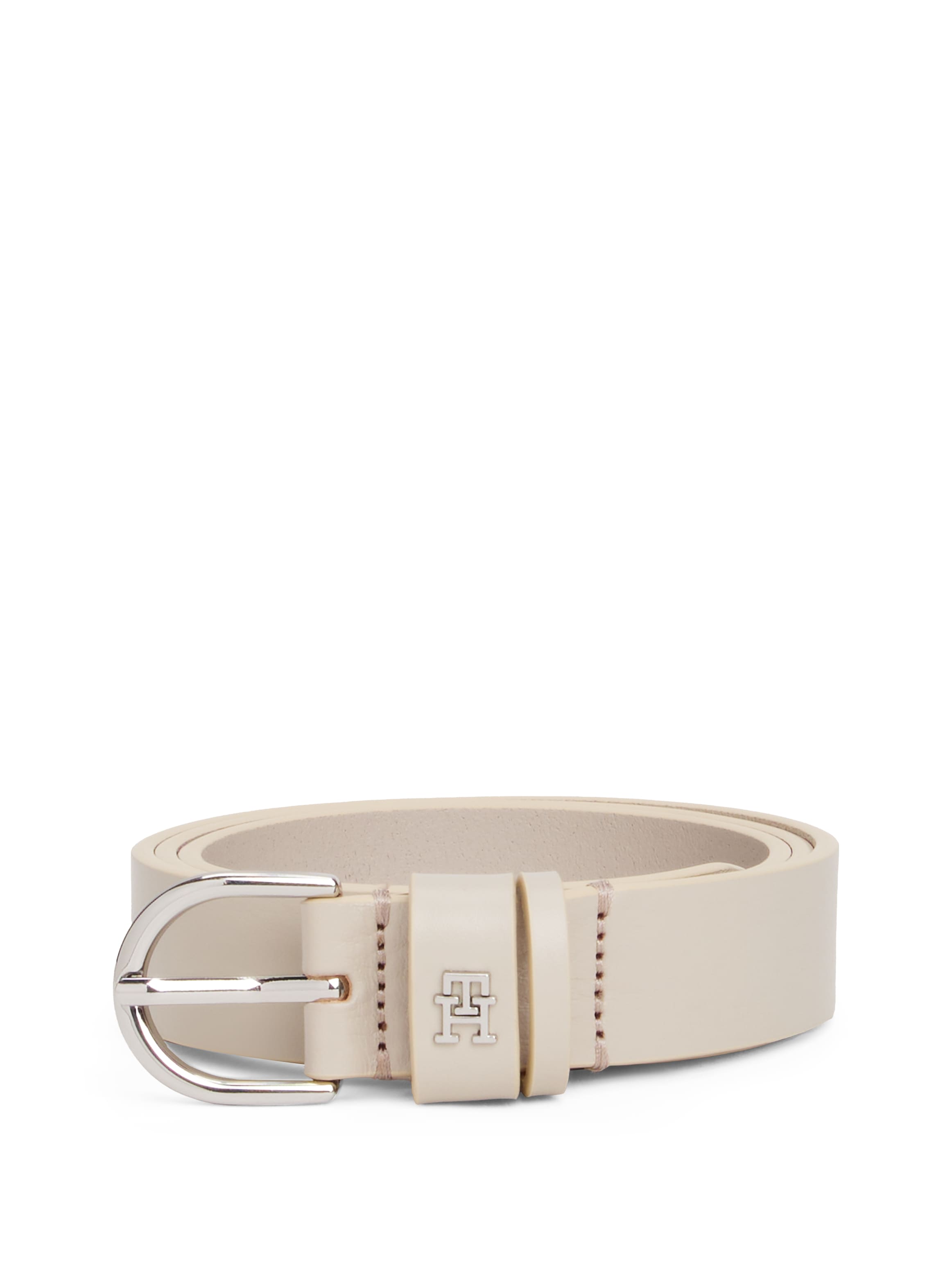 Tommy Hilfiger Ledergürtel »ESSENTIAL EFFORTLESS 2.5 SILVER«, Einfachdornschliesse, Metallemblem