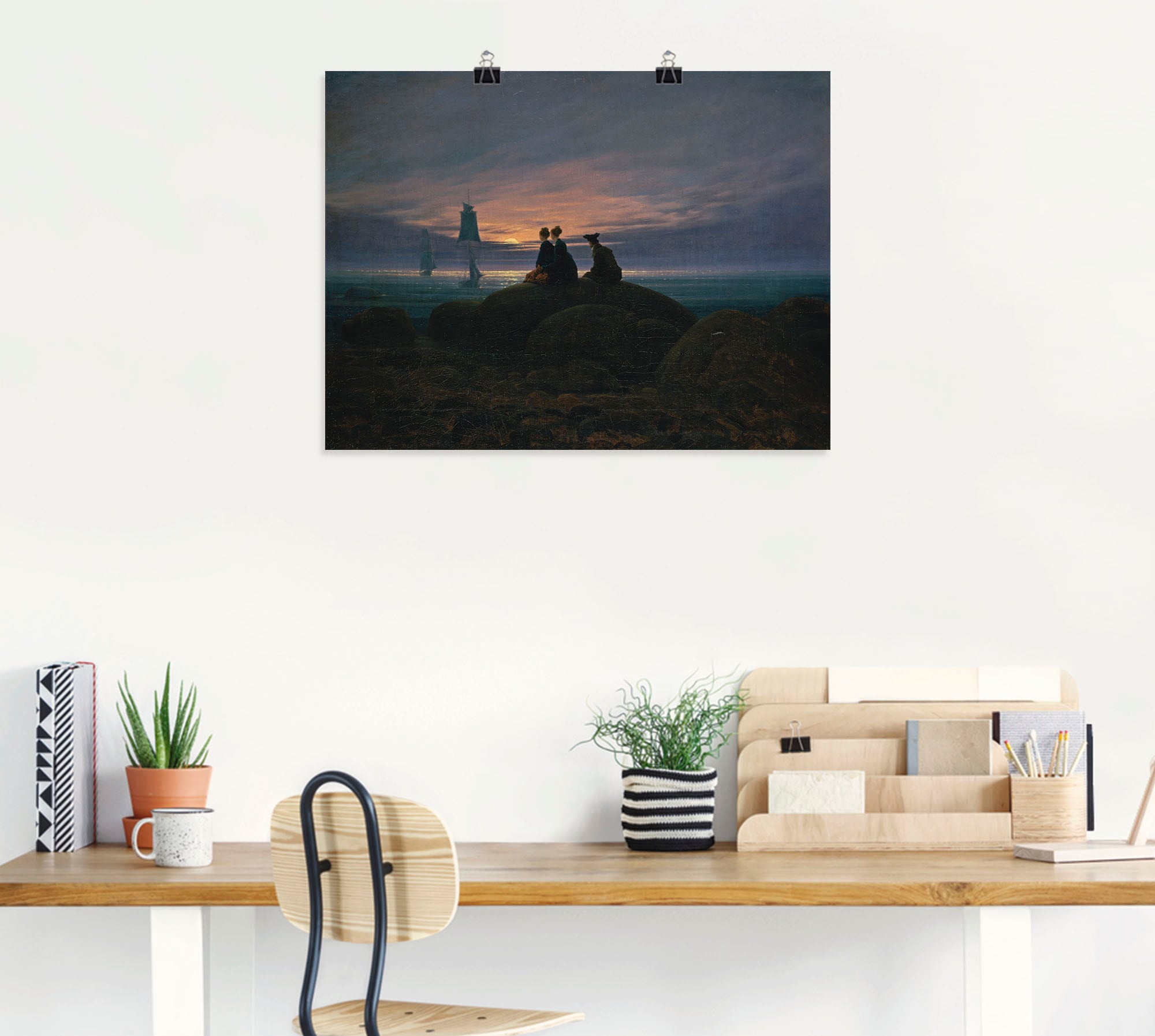Artland Kunstdruck »Mondaufgang am Meer Pendant«, Gewässer, (1 St.), als Leinwandbild, Wandaufkleber oder Poster in versch. Grössen