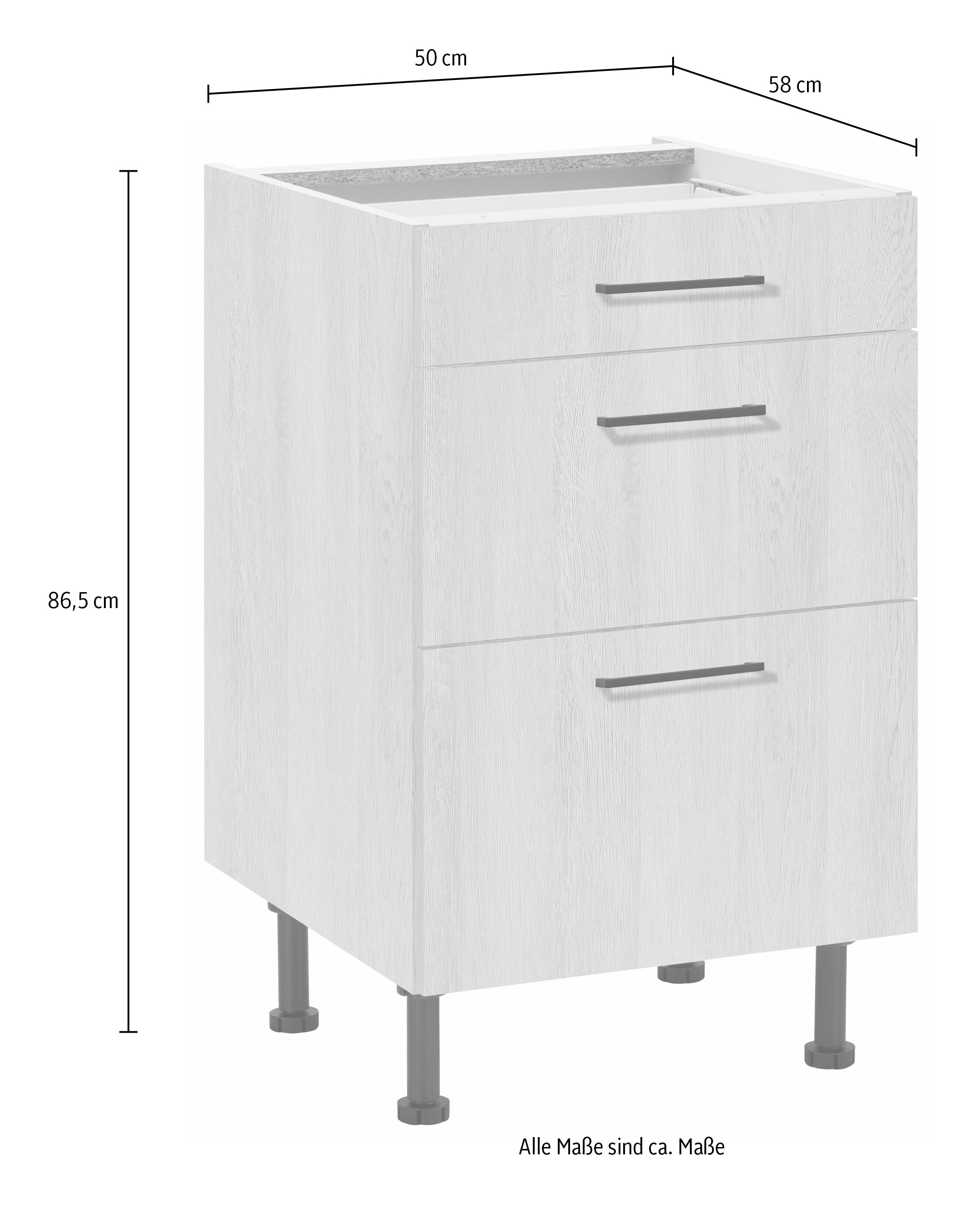 wiho Küchen Unterschrank »Nisos«, 50 cm breit, Soft-Close in Schubladen, verstellbare Füsse, ohne Platte