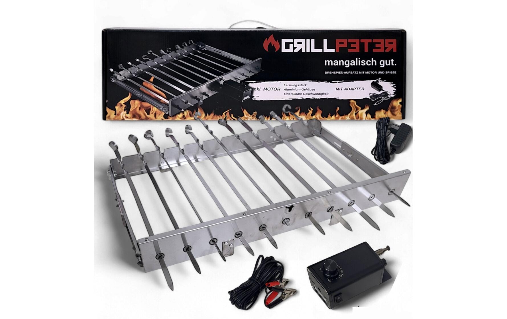Grillspiess "GRILLPETER Drehspiessaufsatz für 11 Spiesse"