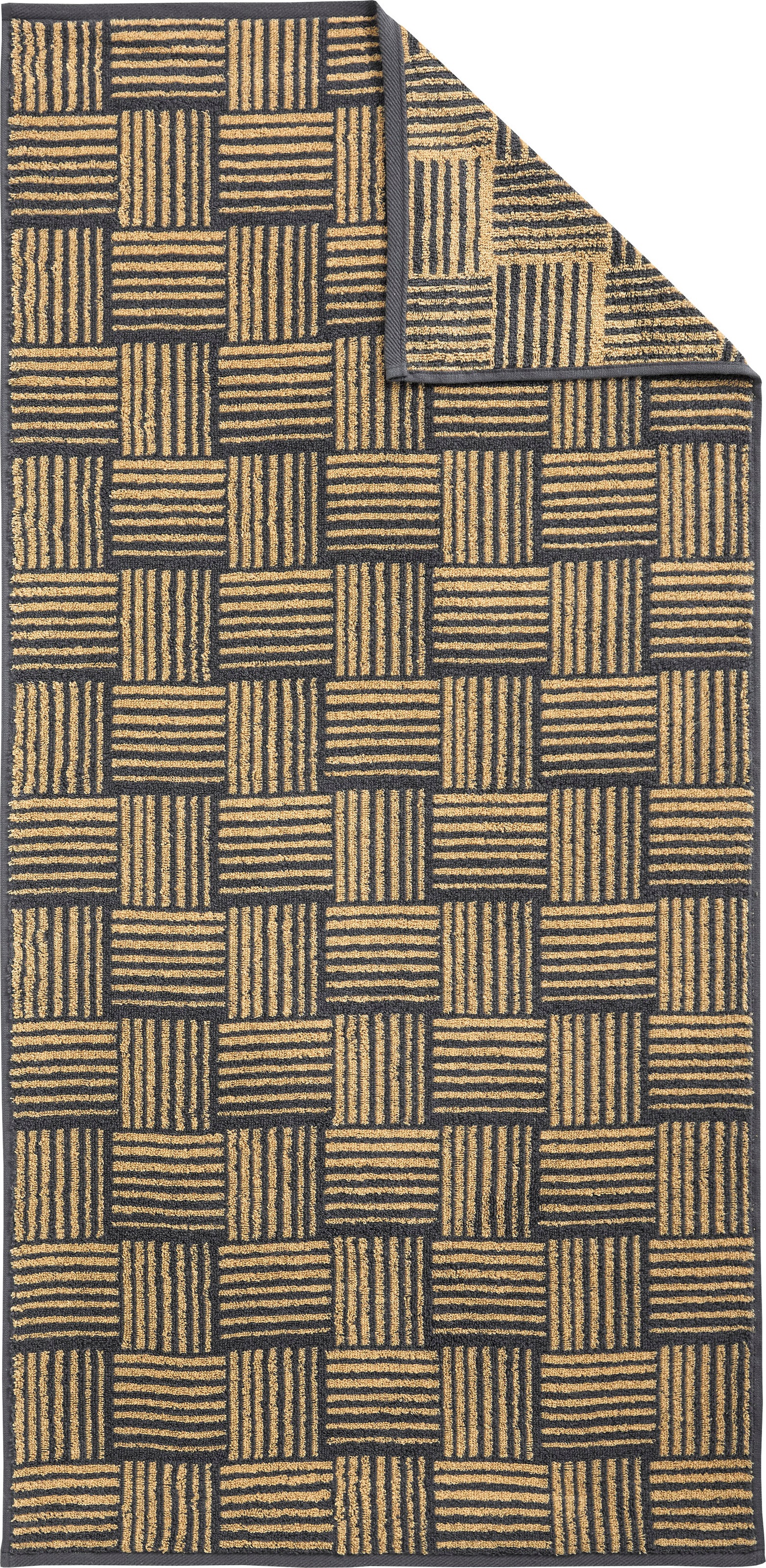 Dyckhoff Handtuch Set "Golden Shades Basket" 3 Stk. Walkfrottier mit graphischem Muster;2 Handtücher (50x100cm), 1 Duschtuch (70x140cm)