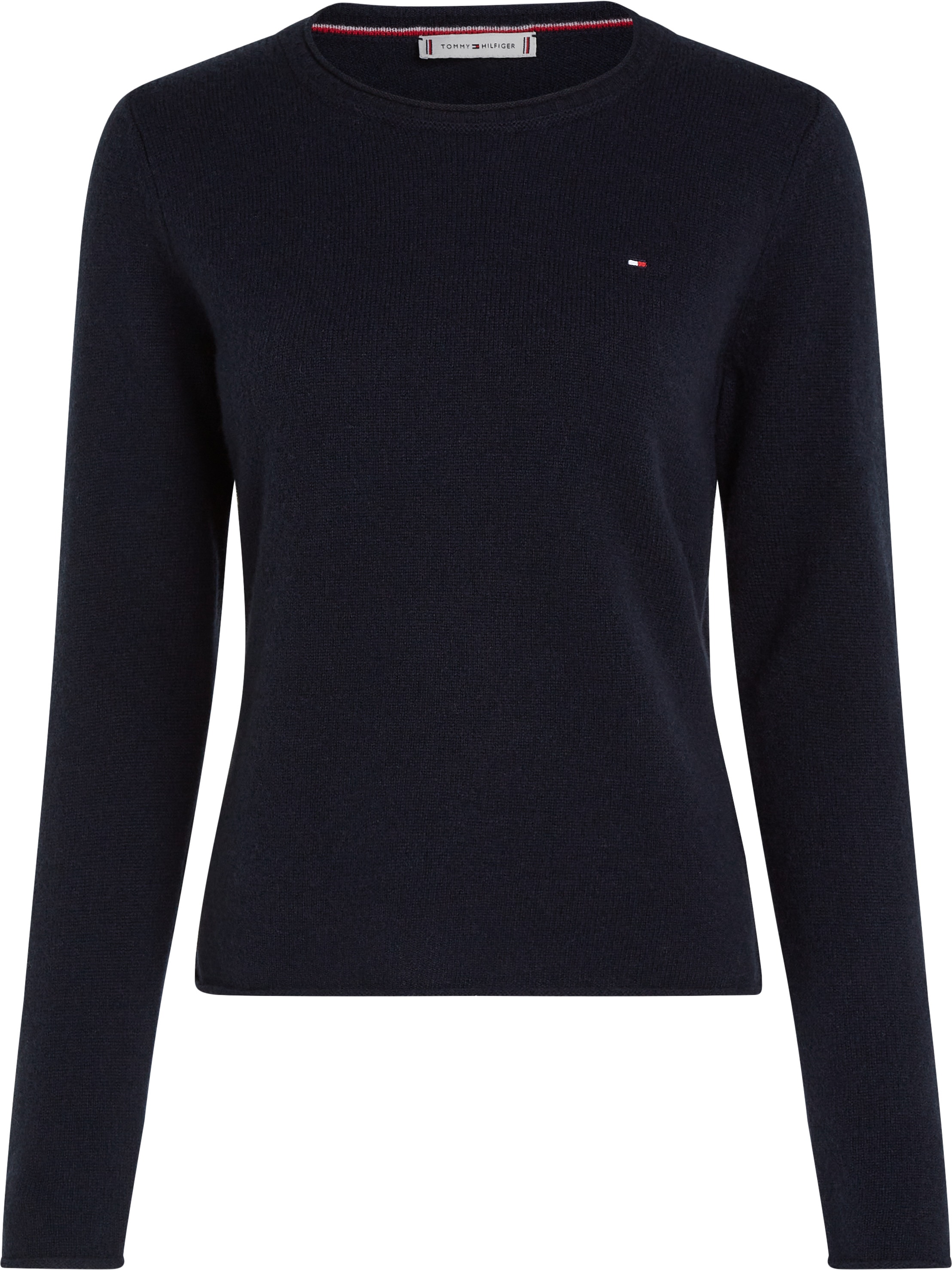 Tommy Hilfiger Strickpullover »SOFT WOOL C-NK SWEATER«, mit Logostickerei, aus 100% Wolle