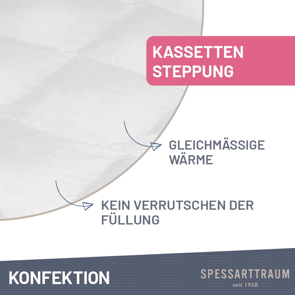 SPESSARTTRAUM Gänsedaunenbettdecke »Premium****, hergestellt in Deutschland«, Füllung 100% Gänsedaunen, Klasse 1, Downpass zertifiziert, Bezug 100% Baumwolle, nachhaltig (Made in Green), Hausstauballergiker geeignet, (1 St.)