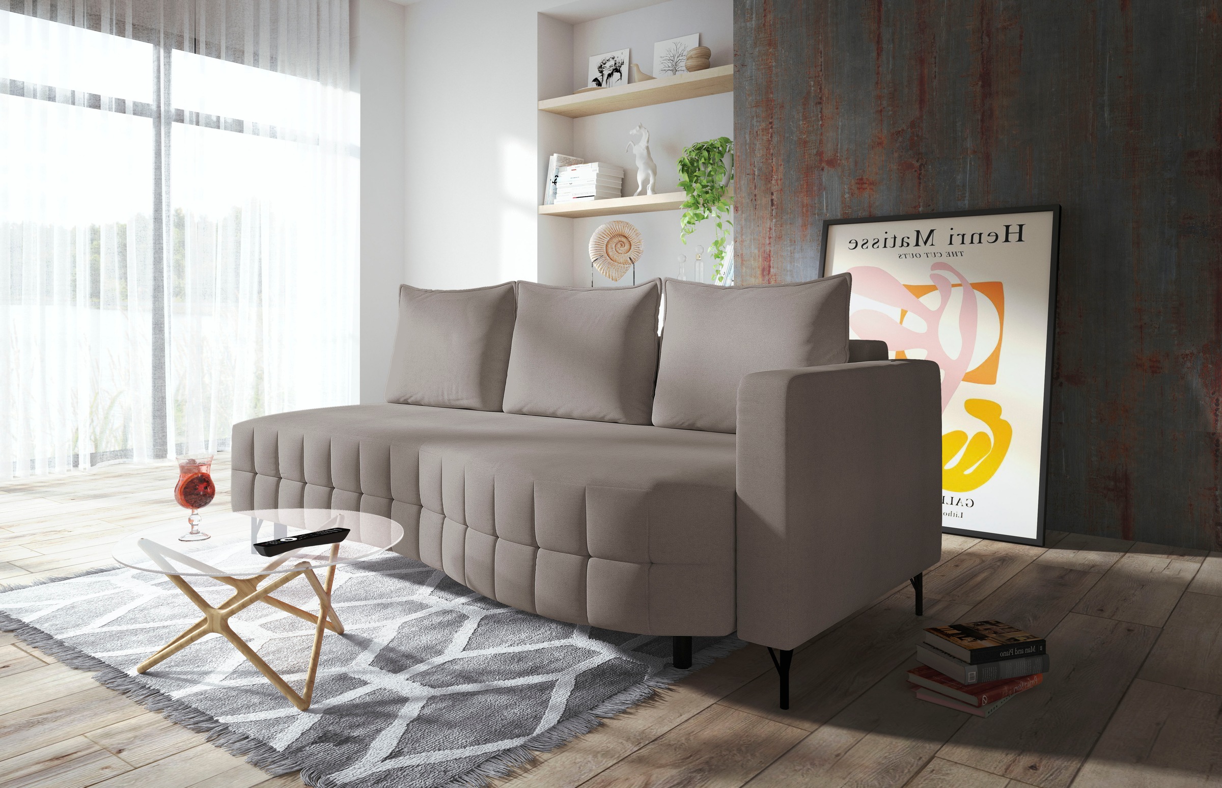 exxpo - sofa fashion Loungesofa »T wiggy Schlafsofa mit Bettfunktion und Bettkasten,«, komfortabler Federkern, super Sitzkomfort, elegante Formensprache
