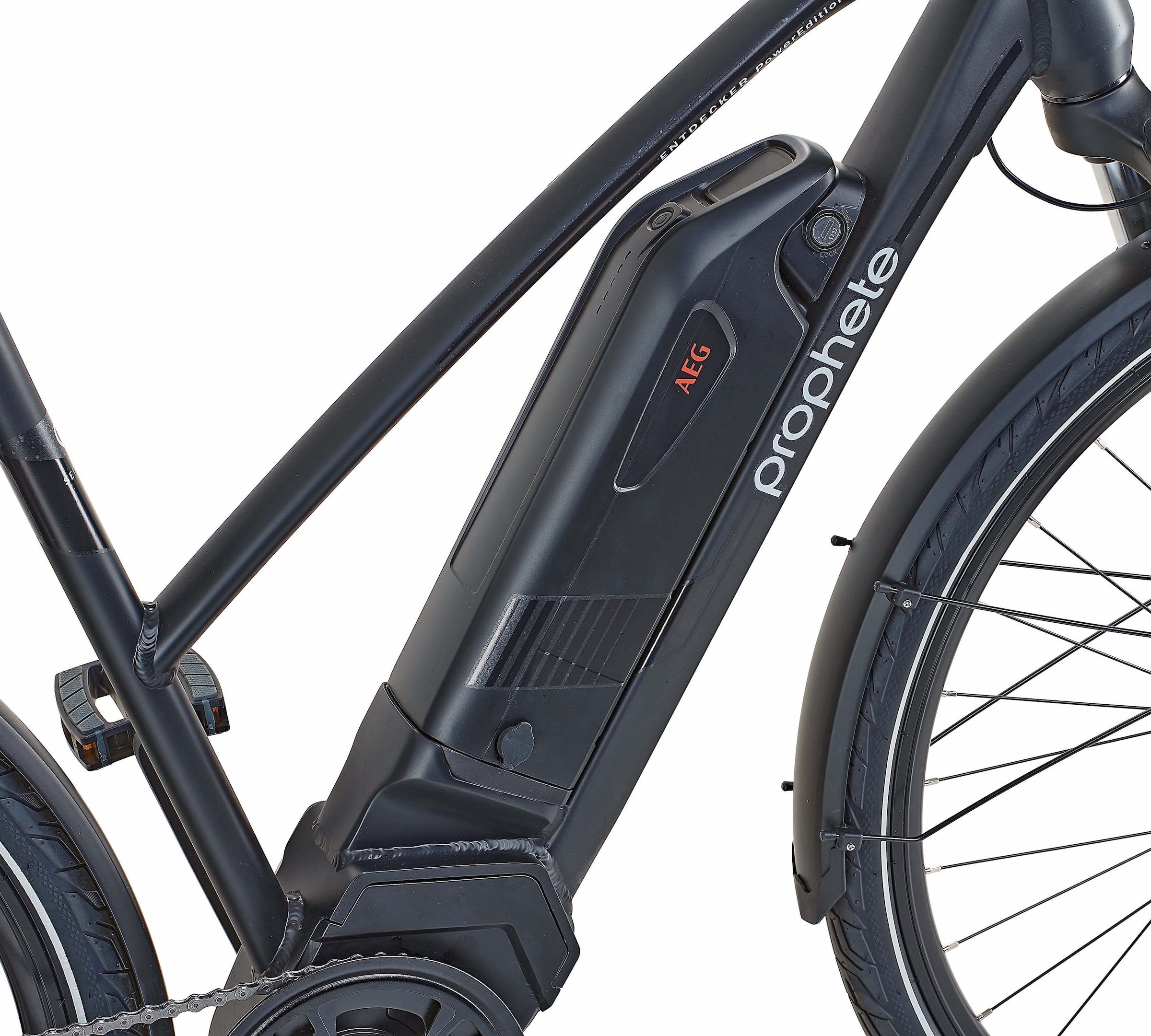 Prophete E-Bike »Entdecker PowerEdition«, 10 Gang, Shimano, Deore, Mittelmotor 250 W, (mit Seitentasche), Pedelec, Elektrofahrrad für Damen u. Herren