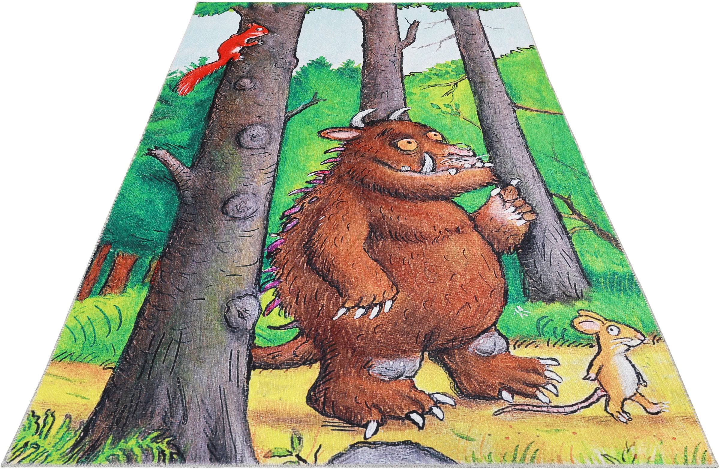 DER GRÜFFELO Kinderteppich »Wanderlo GR-0171«, rechteckig, 6 mm Höhe, aktueller Grüffelo Teppich, Kurzflor mit hohem Baumwollanteil