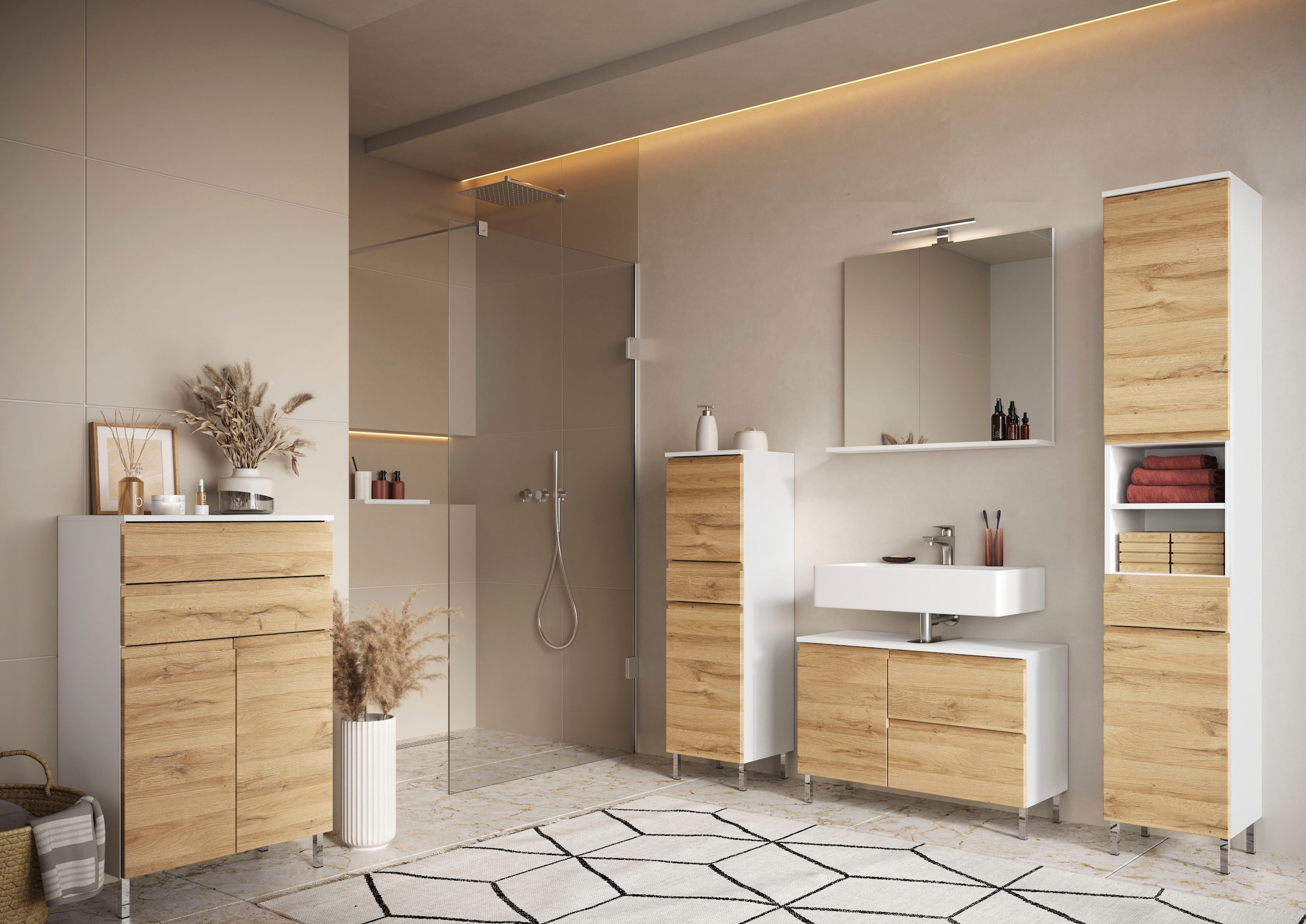 GERMANIA Waschbeckenunterschrank »Torrance«, mit verstellbarem Einlegeboden  und Füssen aus Metall, griffloses Design online kaufen | Jelmoli-Versand