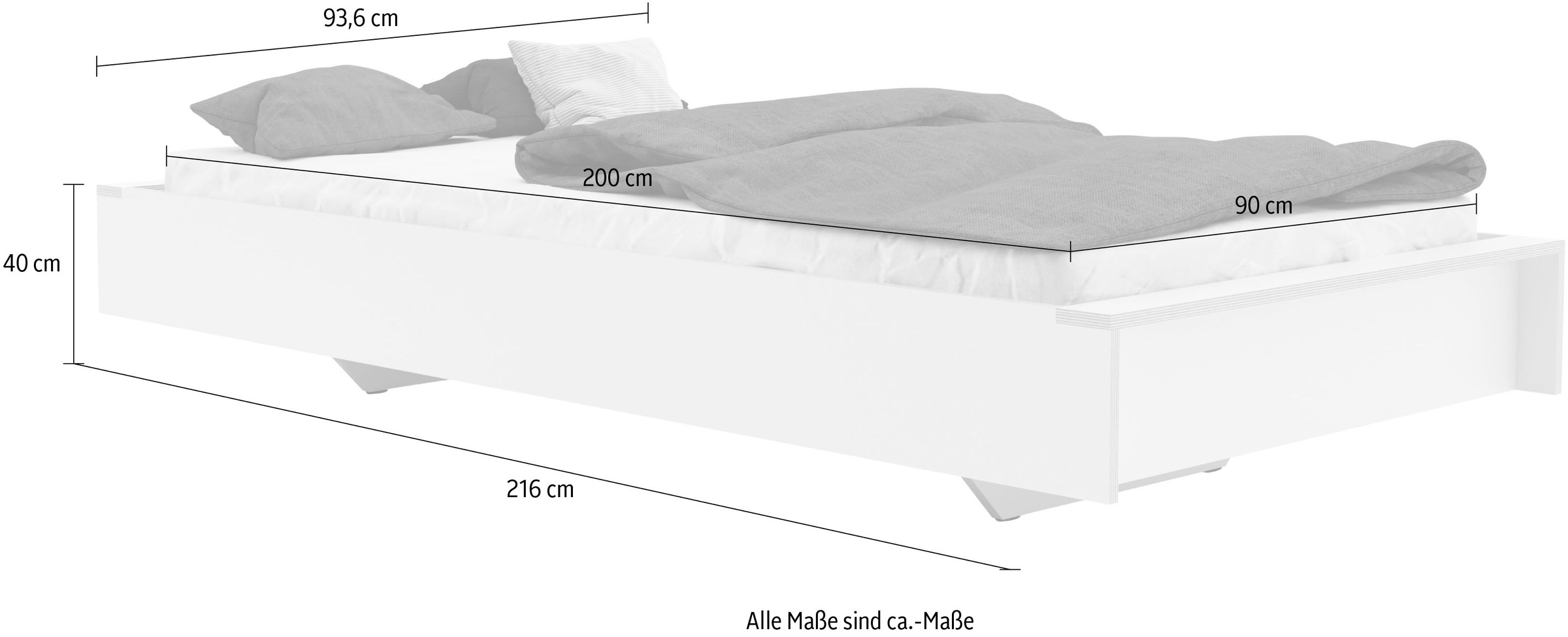 Müller SMALL LIVING Einzelbett »FLAI HIGH«, Komfort Höhe 40 cm ohne Kopfteil