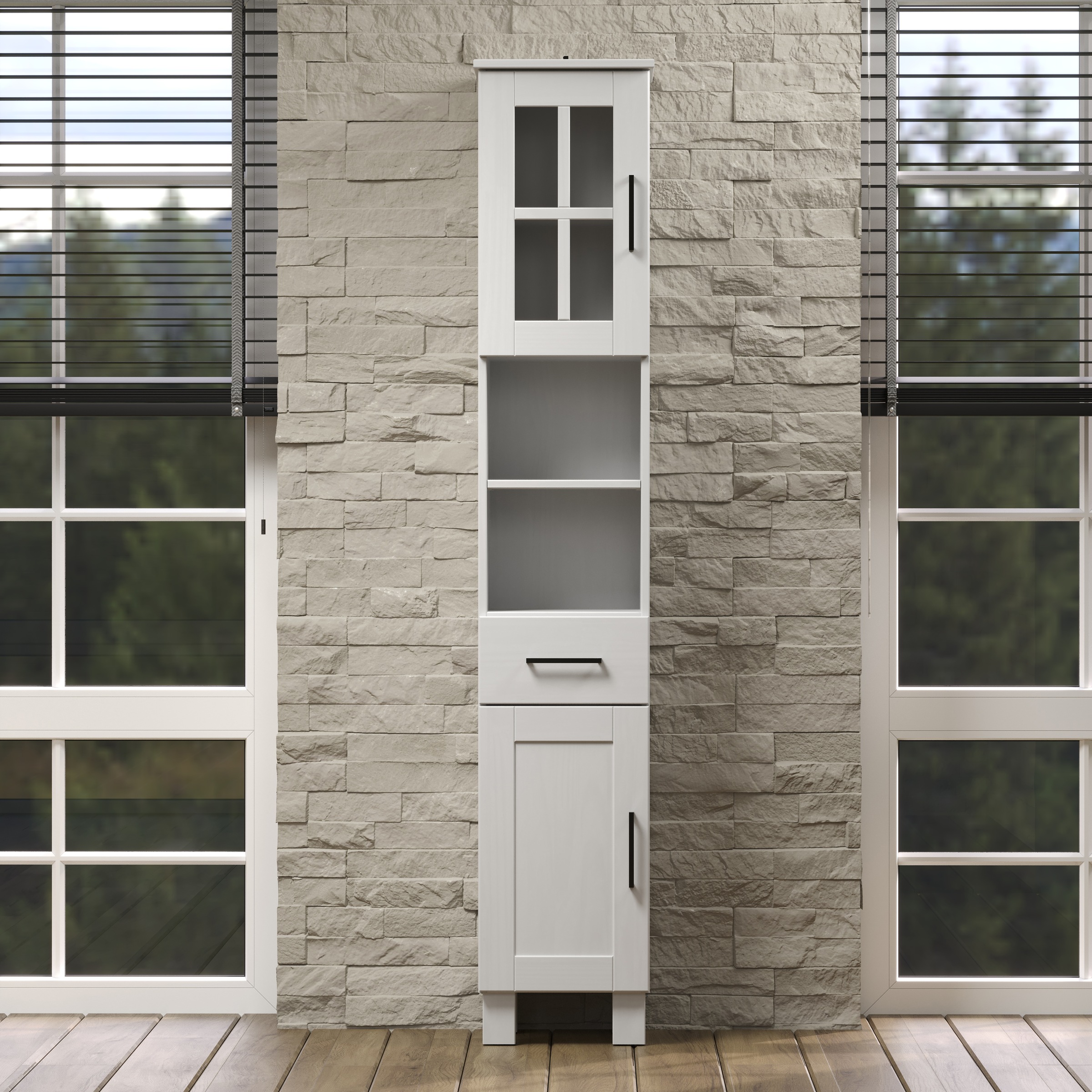 welltime Hochschrank »Ulea«, (1 St.), Badschrank aus Massivholz mit Schubkasten - Masse (B/T/H) 33/30/180 cm