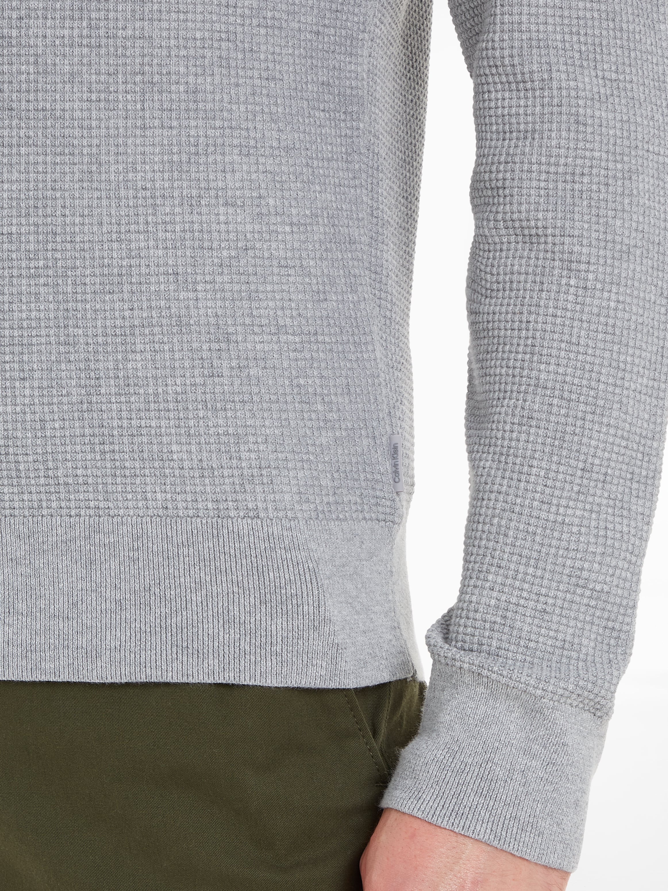 Calvin Klein Rundhalspullover »WAFFLE STRUCTURE SWEATER«, mit Markenlabel