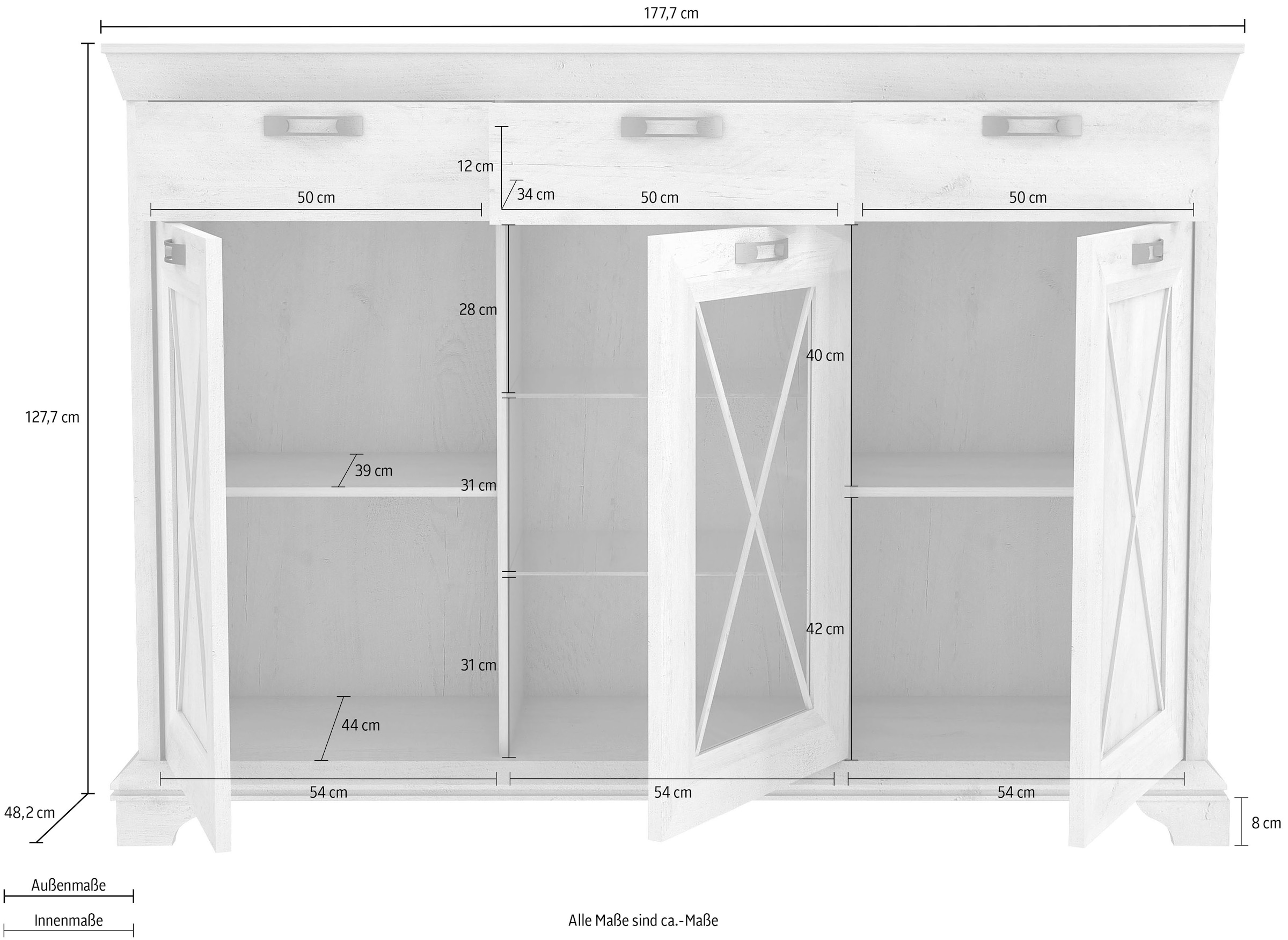 FORTE Sideboard »Kashmir«, Breite 177 cm