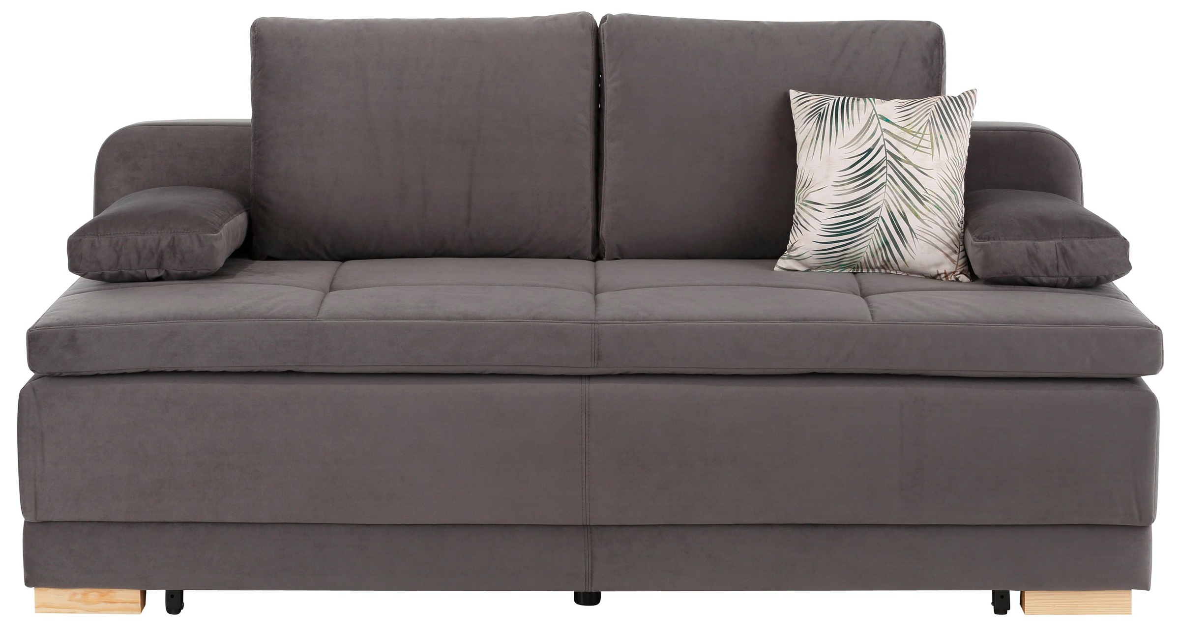 OTTO home Schlafsofa "Berlin, B: 202 cm, Liegefl. 158x200 cm, Boxspring-Dauerschlafsofa" Schlaffunktion, Bettkasten & 2 Zierkissen, Gästebett