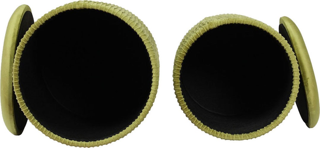 Kayoom Polsterhocker »Hocker Zora 425 2er-Set, Praktischer und versteckter Stauraum«, (Set, 2 St.), 2er-Set mit Stauraum, ineinander stapelbar, goldfarbenener Ring