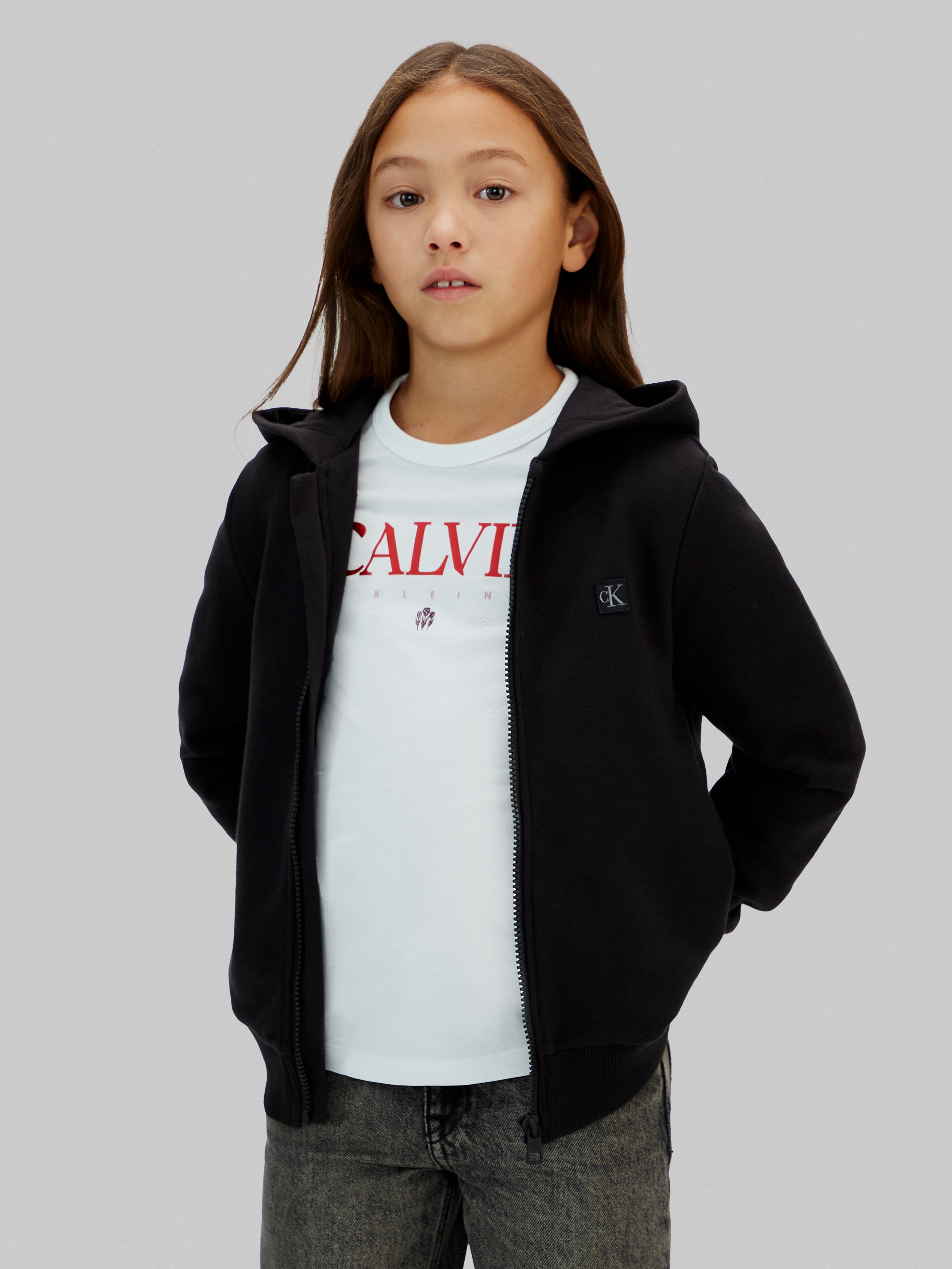 Calvin Klein Jeans Kapuzensweatjacke »MINI BADGE ZIP-THROUGH« mit Logo-Badge