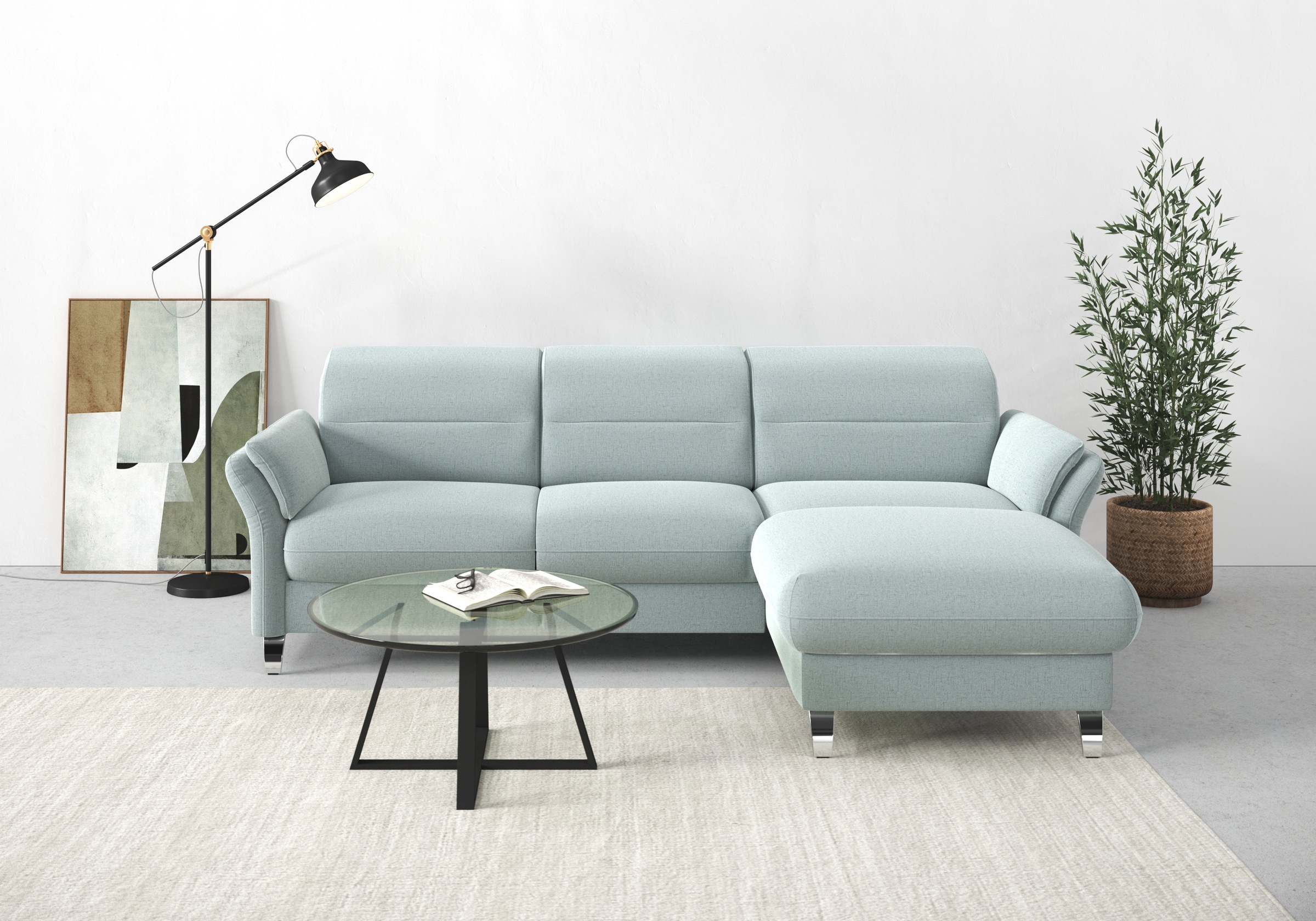 sit&more Ecksofa »Grenoble L-Form mit Federkern«, wahlweise mit Bettfunktion, Bettkasten, Arm- und Kopfteilverstellung