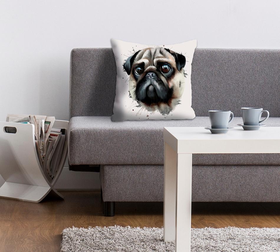 queence Dekokissen "Mops" Kissenhülle ohne Füllung, 1 Stück