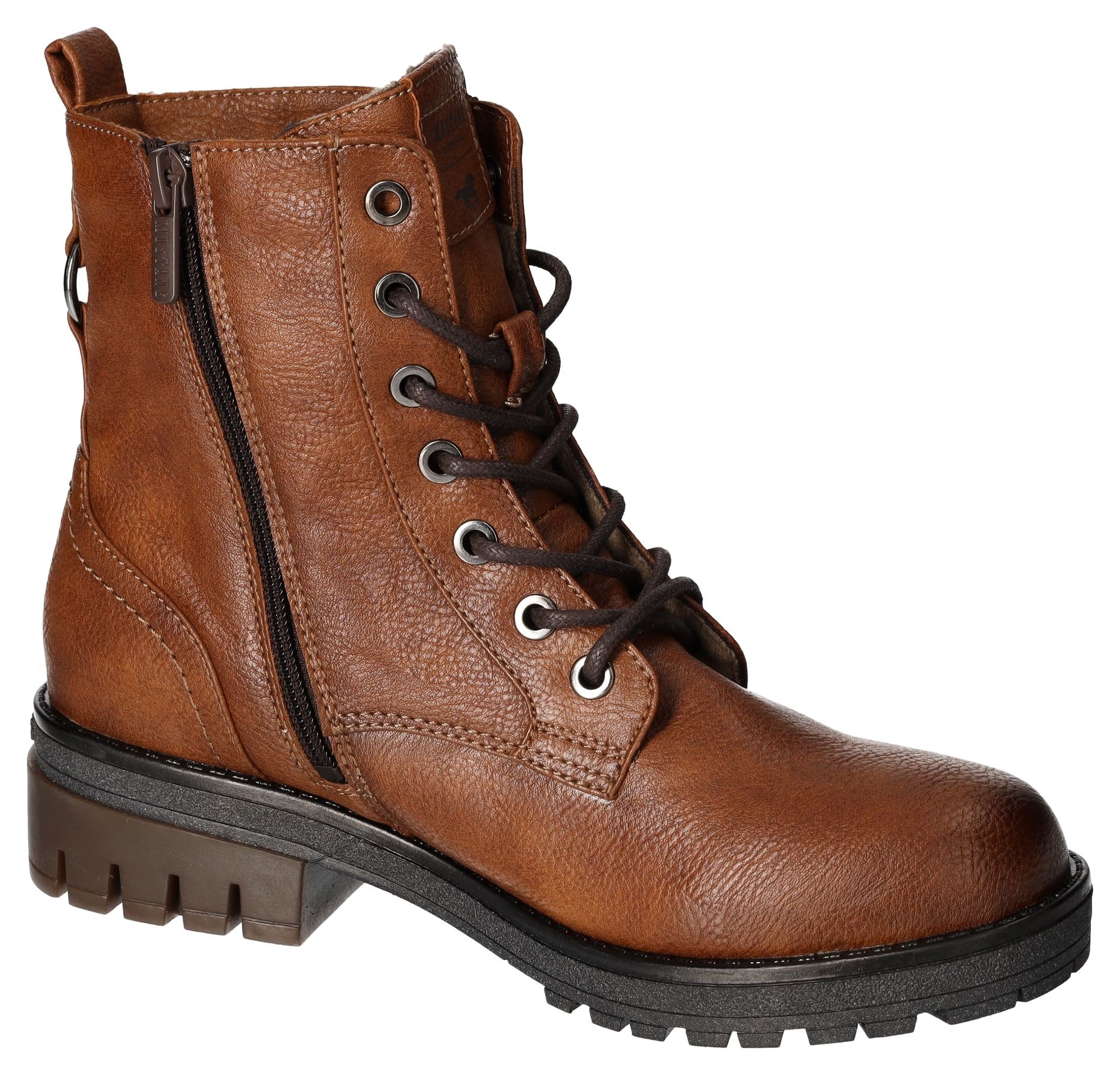 Mustang Shoes Schnürboots, Schnürstiefelette, Blockabsatz, mit Reissverschluss