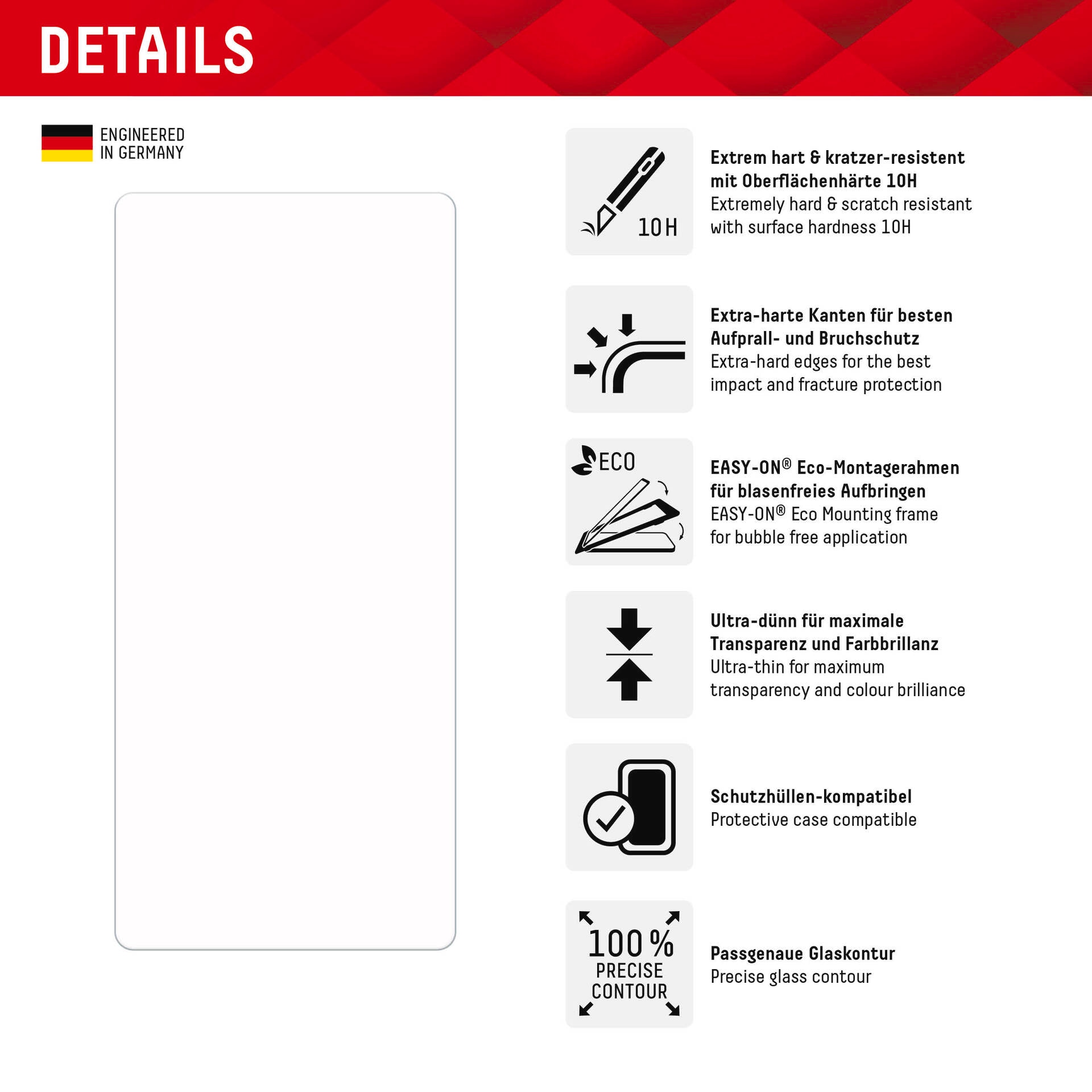 Displex Displayschutzglas »Real Glass - Google Pixel 7«, Displayschutzfolie Displayschutz kratzer-resistent 10H splitterfest