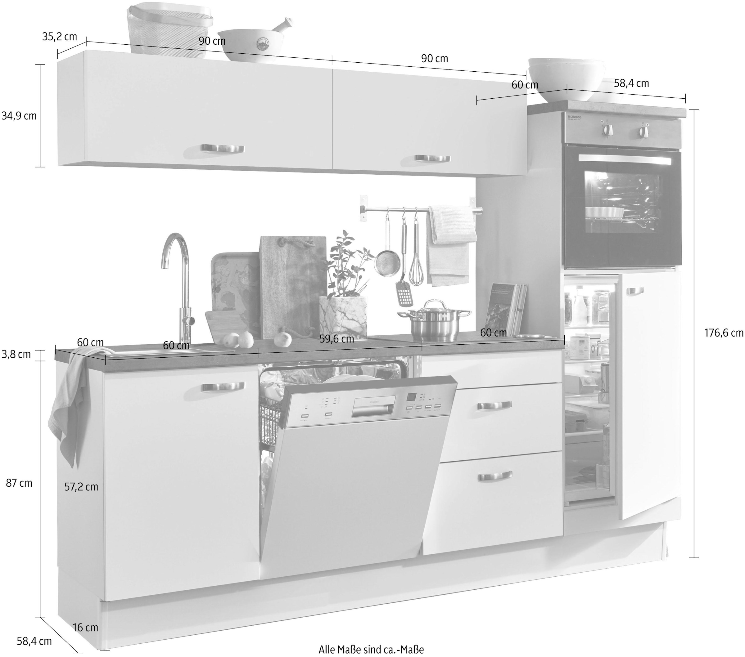 KOCHSTATION Küchenzeile »KS-Cara«, mit Vollauszügen und Soft-Close-Funktion, Breite 240 cm