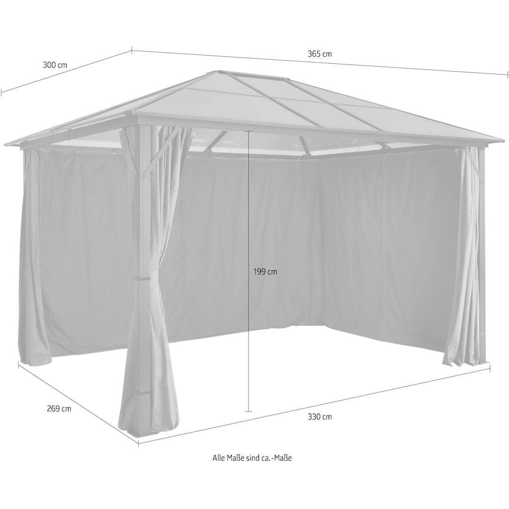 KONIFERA Pavillon »Aruba 2.0«, BxT: 300x365 cm, Aluminium, Polycarbonat-Dachplatten, versch. Farben