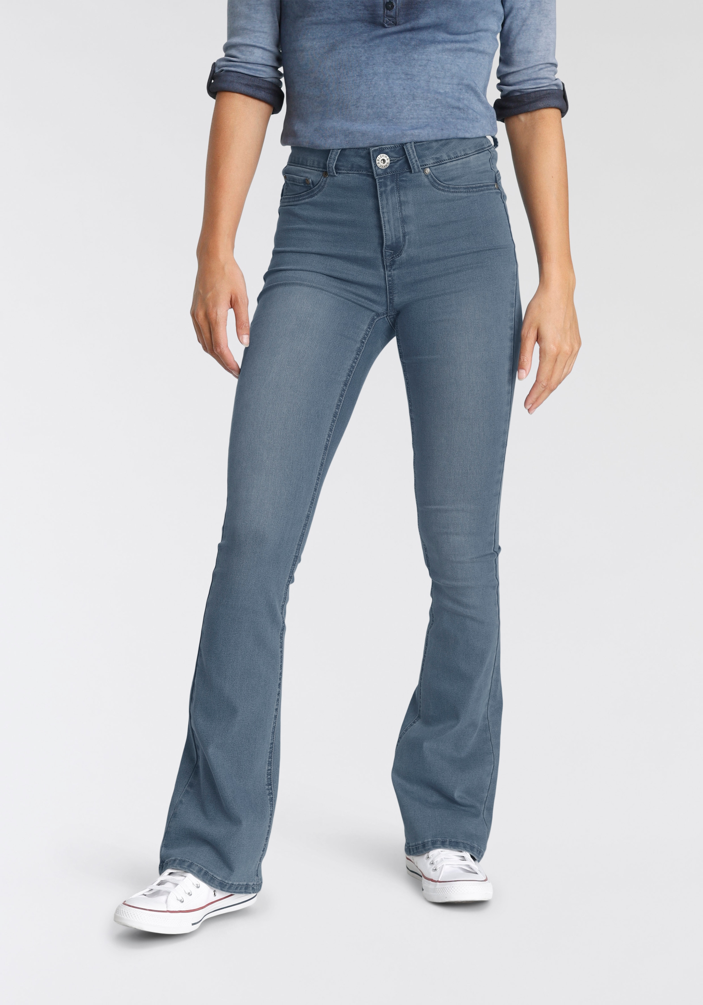 Arizona Bootcut-Jeans »Ultra Stretch«, High Waist mit Shapingnähten