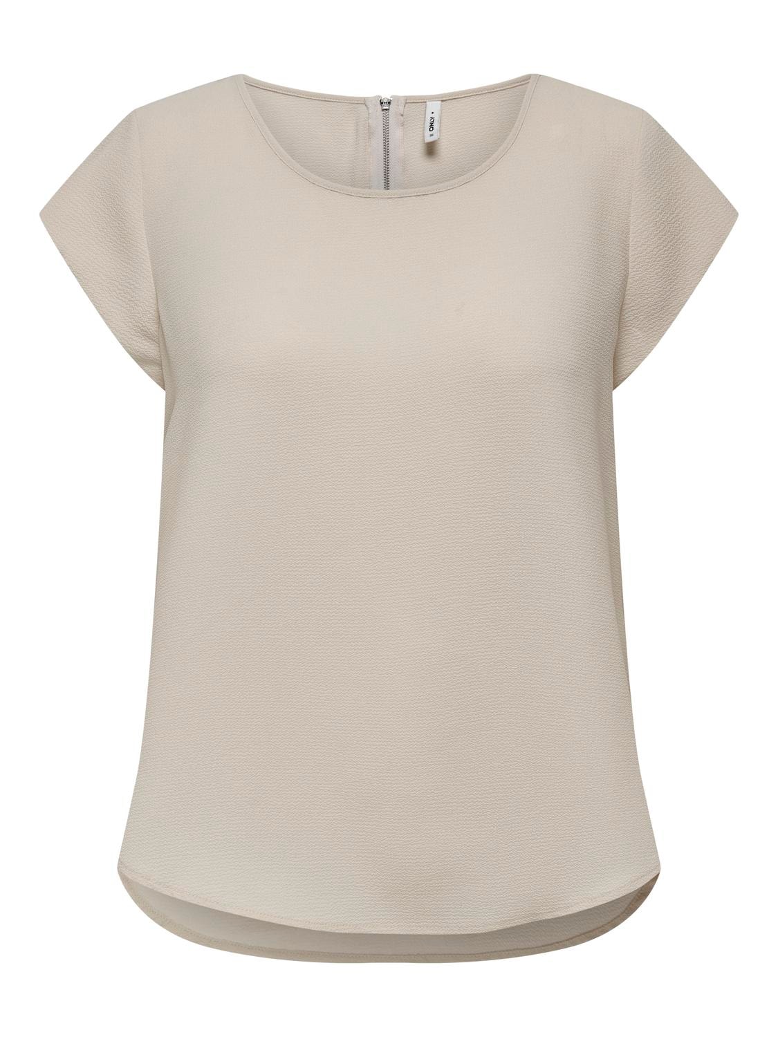 ONLY Kurzarmbluse »ONLVIC – feminines Blusenshirt in lockerer Form«, regular fit, Web, Kunstfaser, Rundhals, unifarben