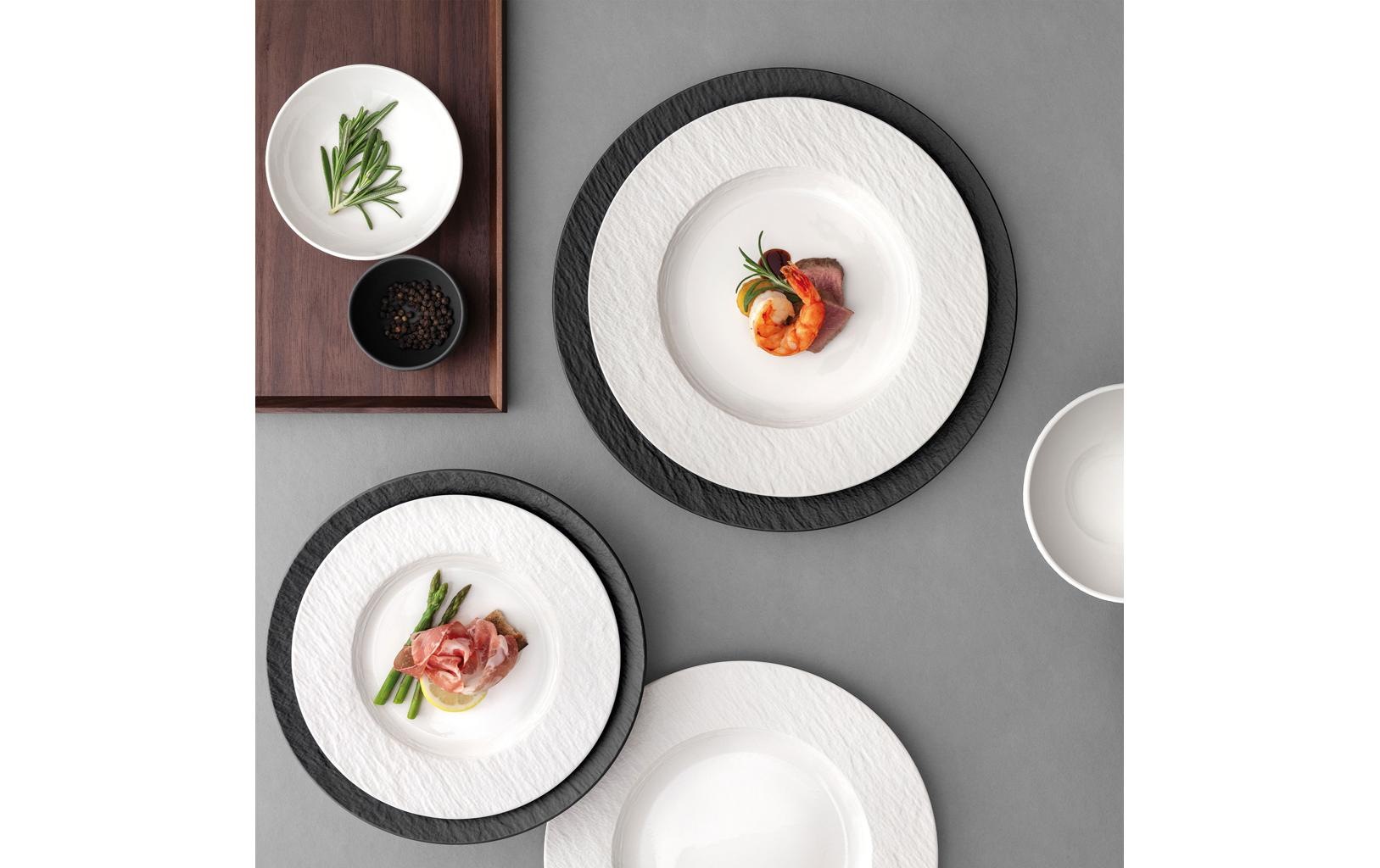 Villeroy & Boch Speiseteller "Manufacture Ice 6 Stück" Moderner Speiseteller aus Premium-Porzellan
