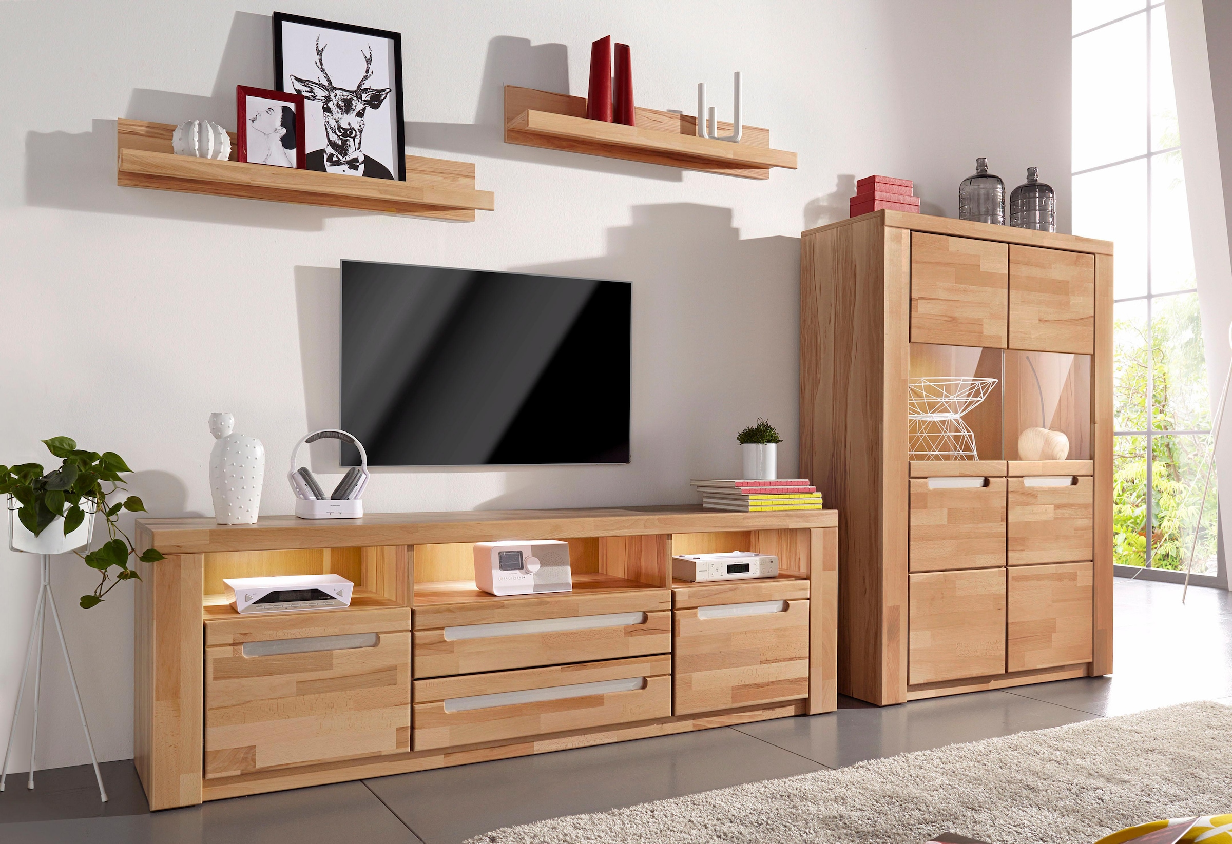 Home affaire Highboard »Kolding«, Breite 100 cm mit 2 Glastüren