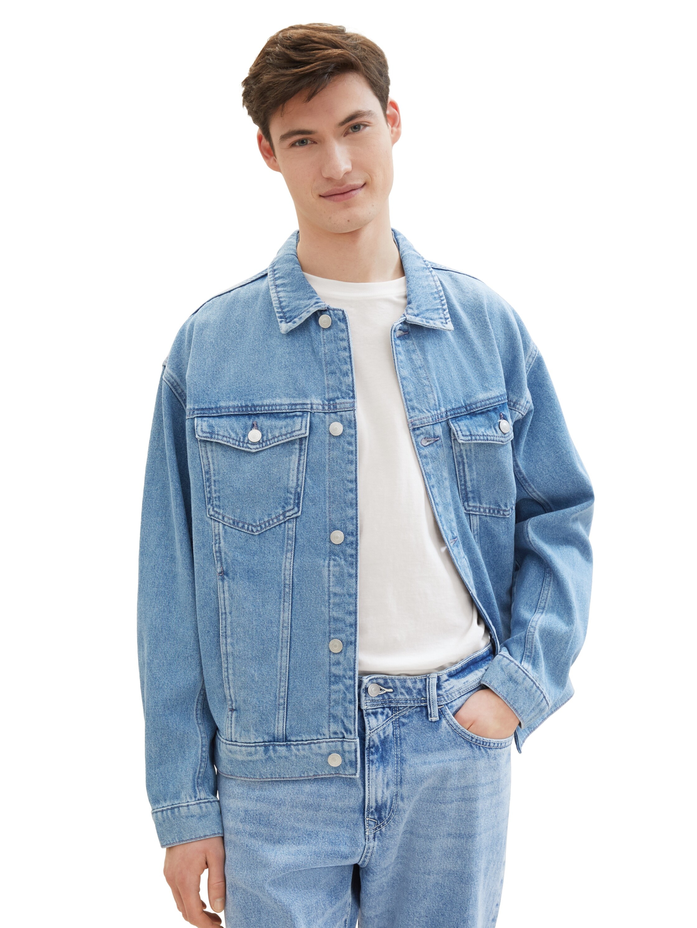 TOM TAILOR Denim Jeansjacke, ohne Kapuze, mit Knopfleiste