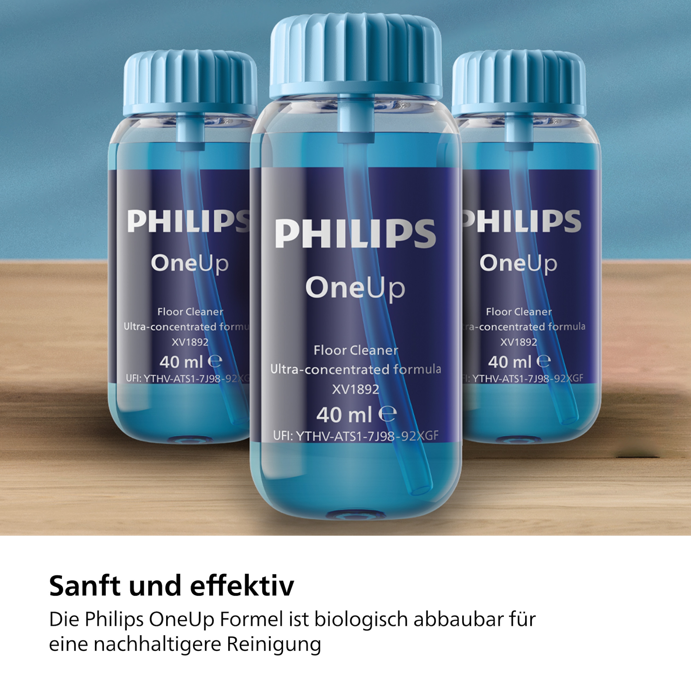 Philips Fussbodenreiniger »OneUp XV1892/02, hochkonzentrierte Bodenlösung«, (2 St.), für alle Bodenarten (auch Holzböden) geeignet