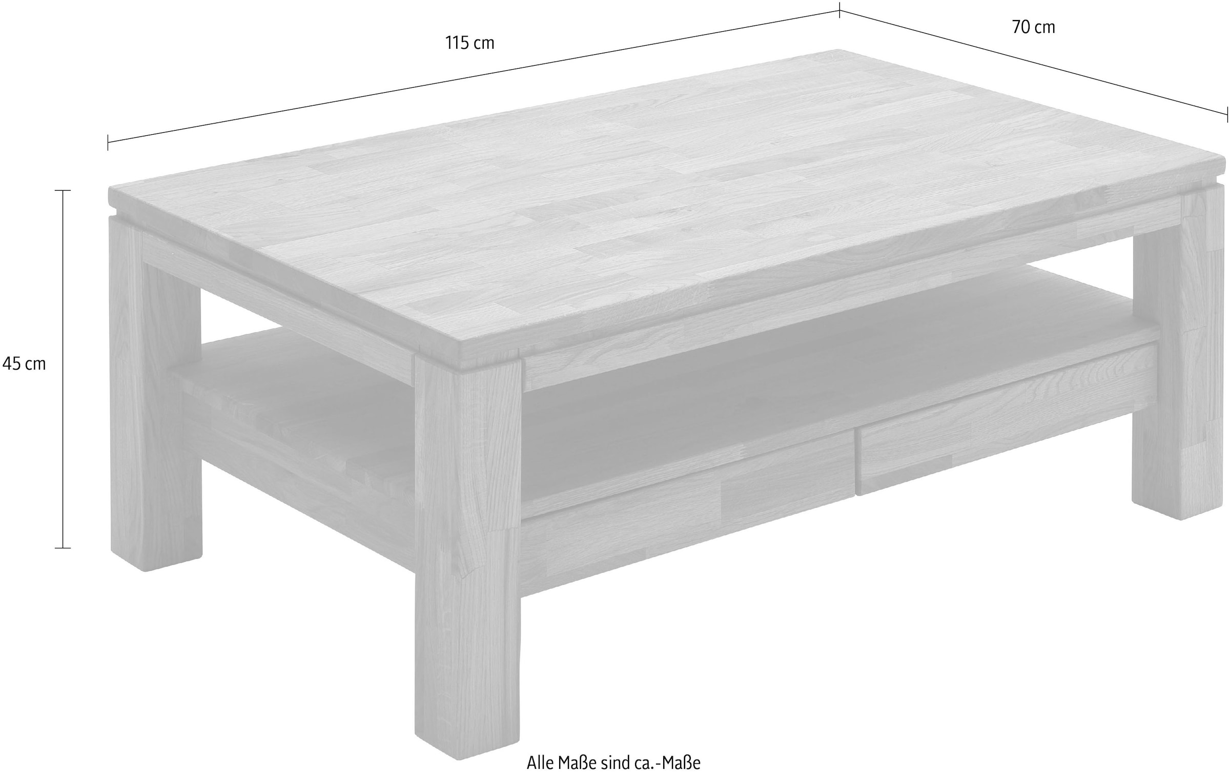 MCA furniture Couchtisch, Couchtisch Massivholz mit Schubladen online  shoppen | Jelmoli-Versand