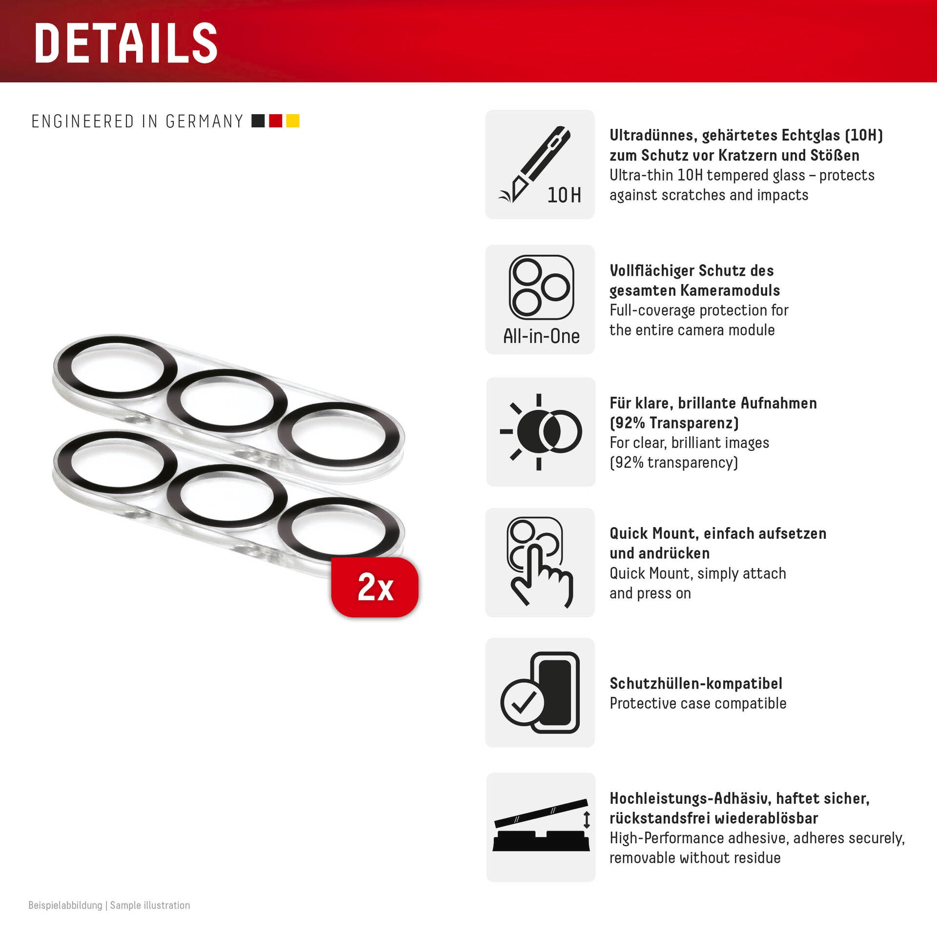 Displex Kameraschutzglas »Camera Lens Glass All-In-One Protector Full Cover«, für Samsung Galaxy S25+, (Packung, 2x All-In-One Glas), Objektivschutz, Kameraschutz, kratz- & stossfest